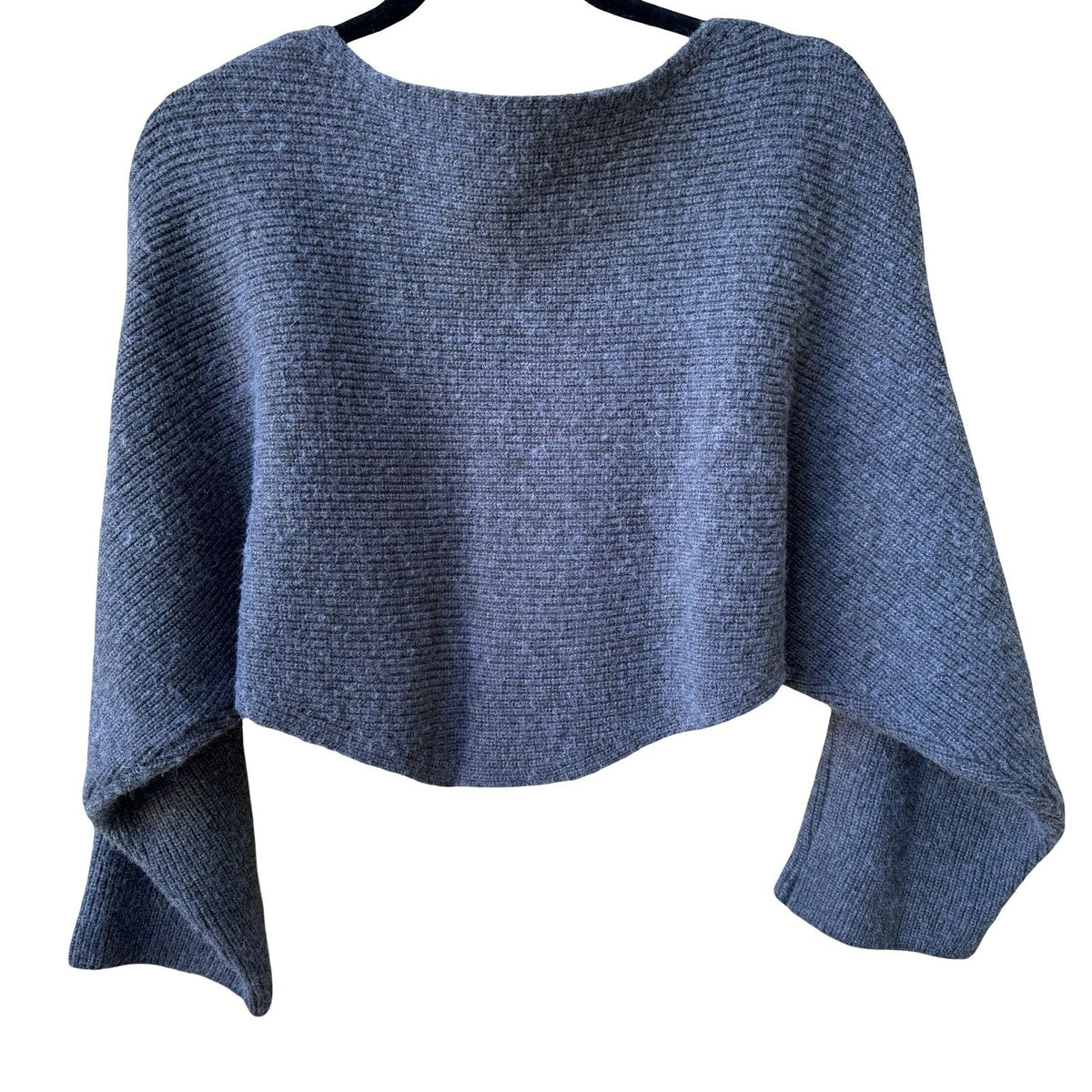 Minimalist Crossover Cropped Ribbed Knit Coquette Balletcore Sweater Grey OS