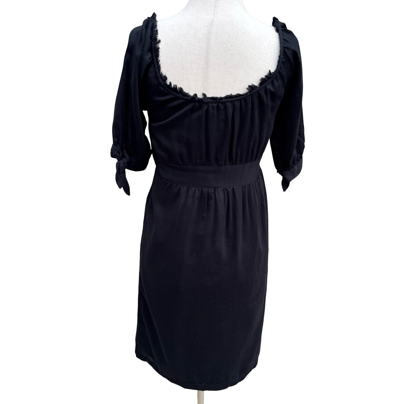 Banana Republic Milkmaid Coquette Romantic Dress Empire Waist Bow Cotton Black 0