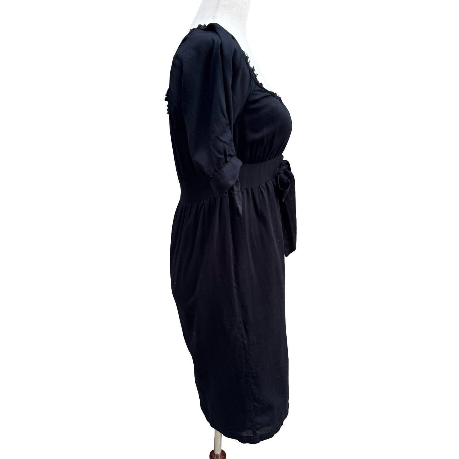 Banana Republic Milkmaid Coquette Romantic Dress Empire Waist Bow Cotton Black 0