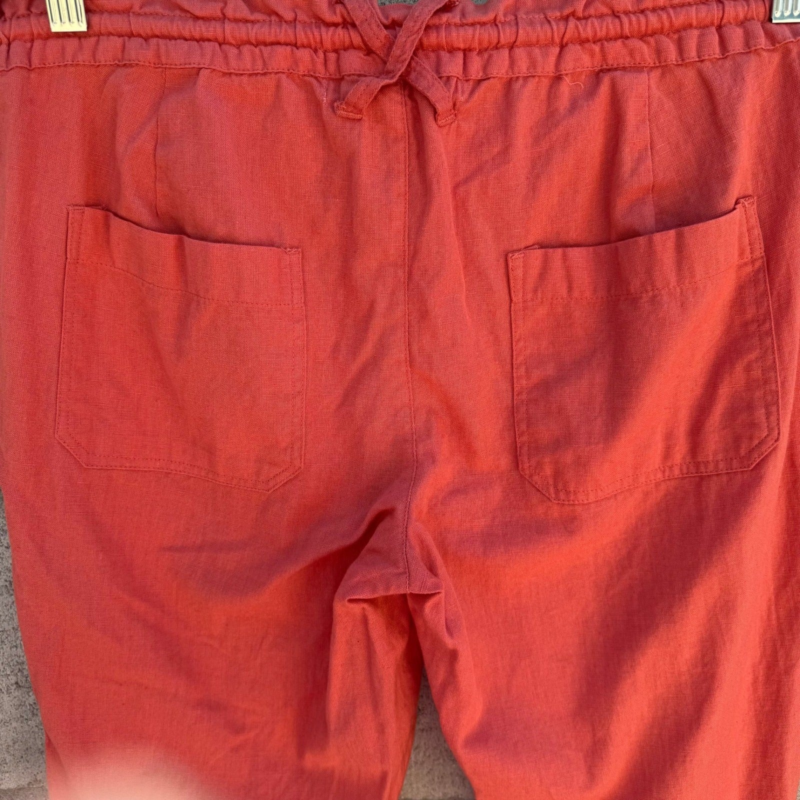 American Rag Coastal Beachy Linen Blend Elastic Drawstring Pants Coral Womens S