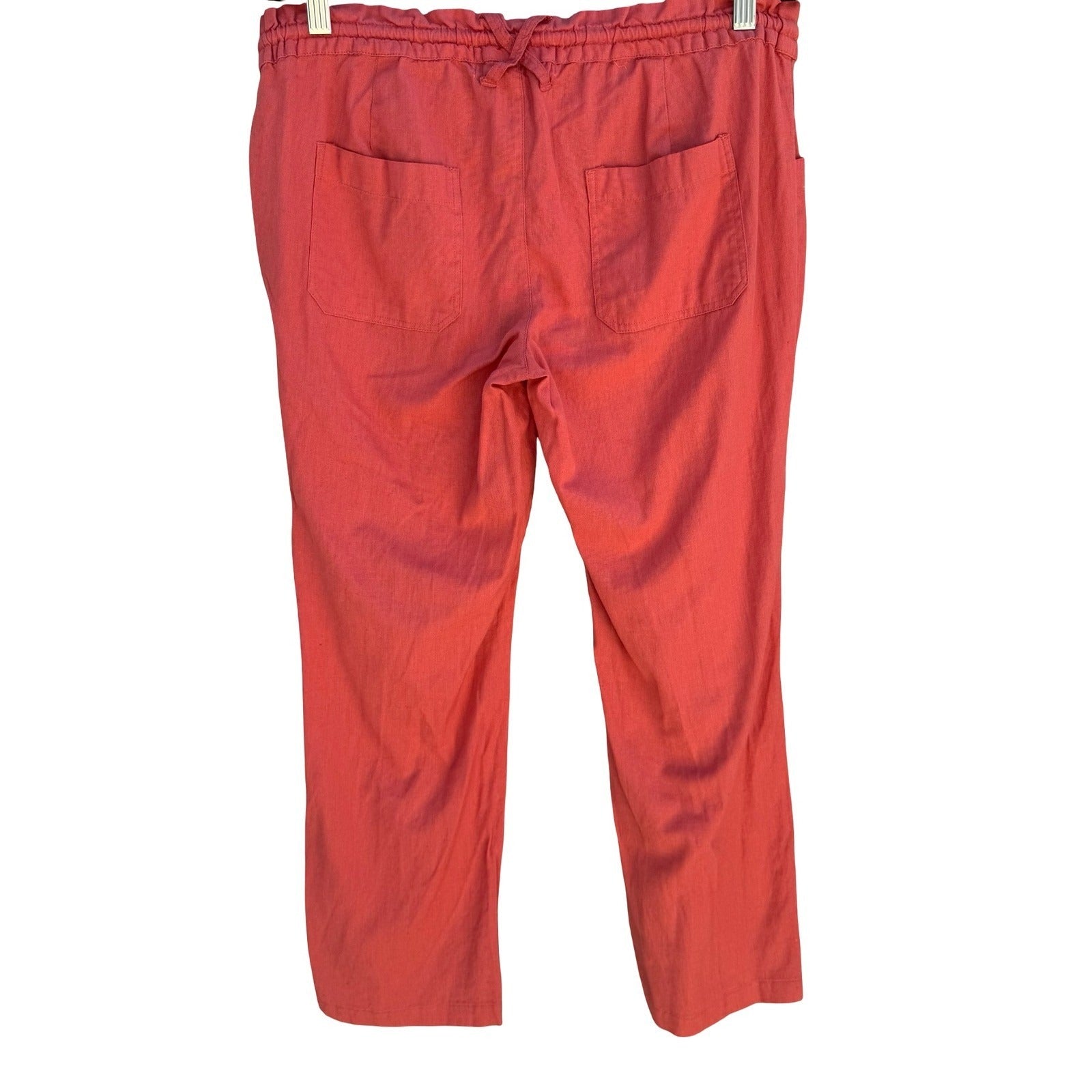 American Rag Coastal Beachy Linen Blend Elastic Drawstring Pants Coral Womens S