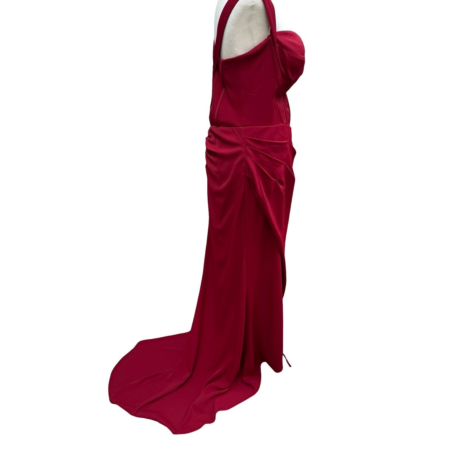 GLS Gloria Red Corset Sweetheart Draped Evening Gown Train Prom Gala Glamour XL