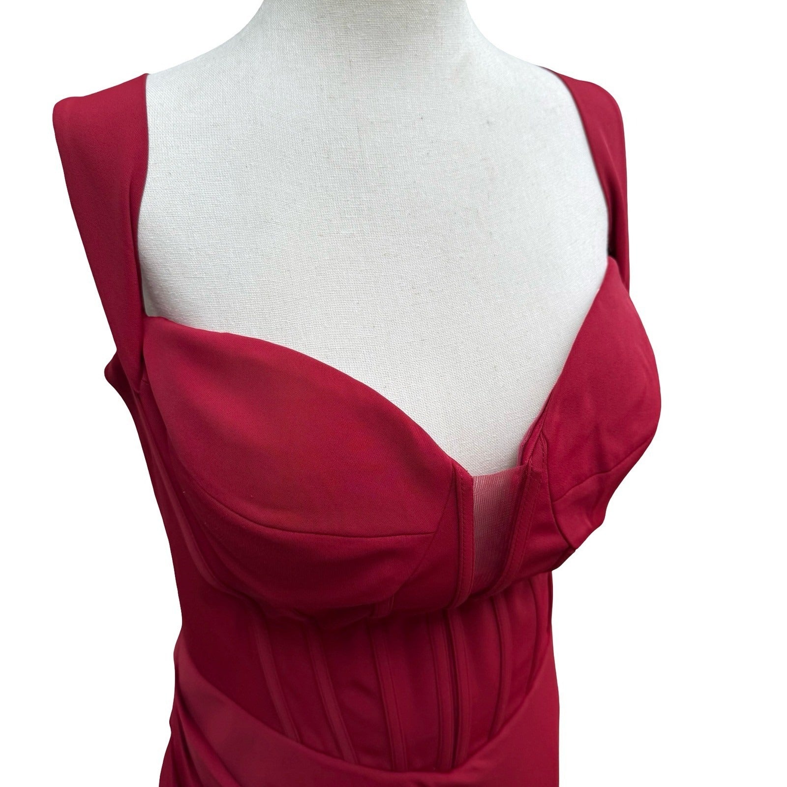 GLS Gloria Red Corset Sweetheart Draped Evening Gown Train Prom Gala Glamour XL