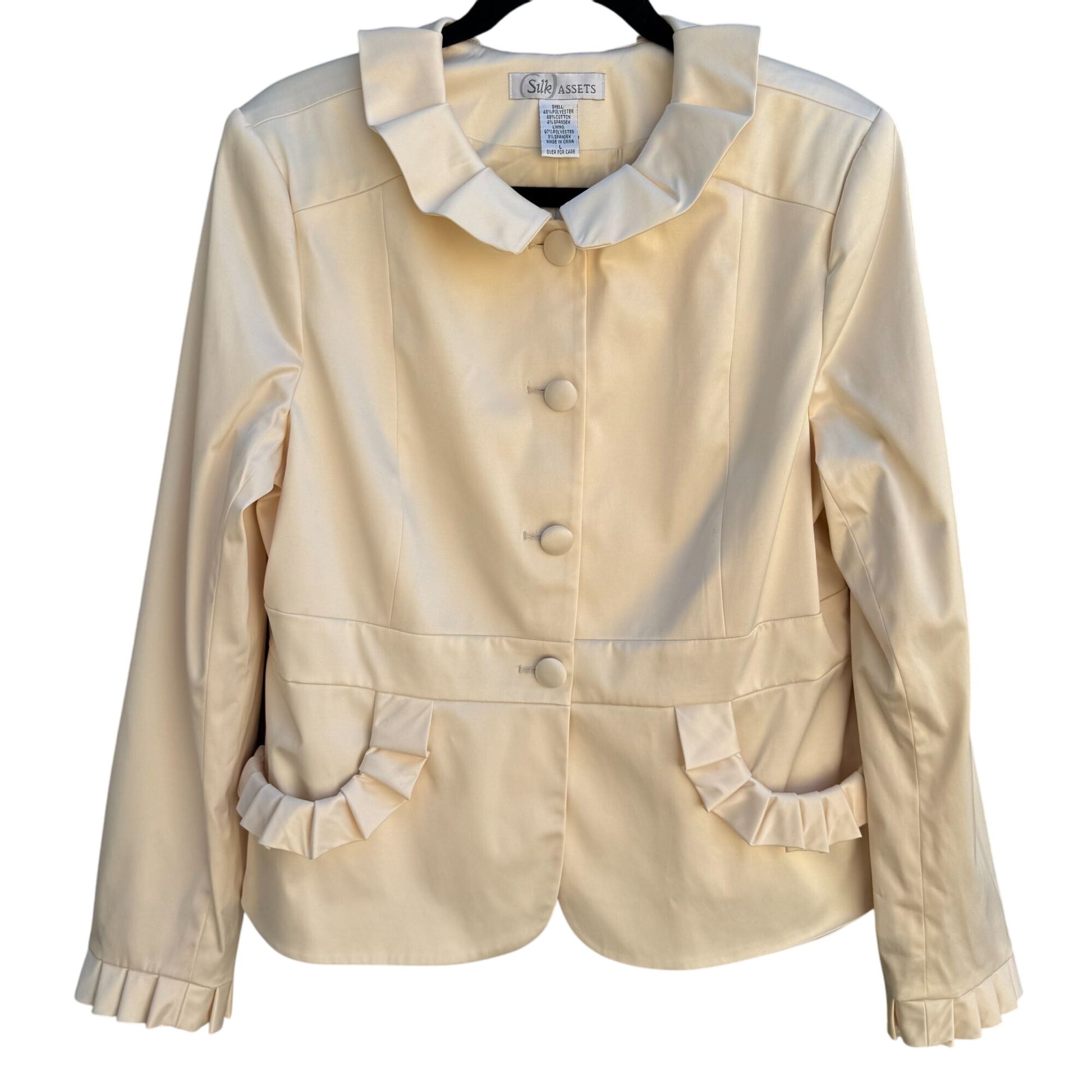 Silk Assets Diane Von Furstenberg Womens Ruffled Peter Pan Collar Blazer Jacket L