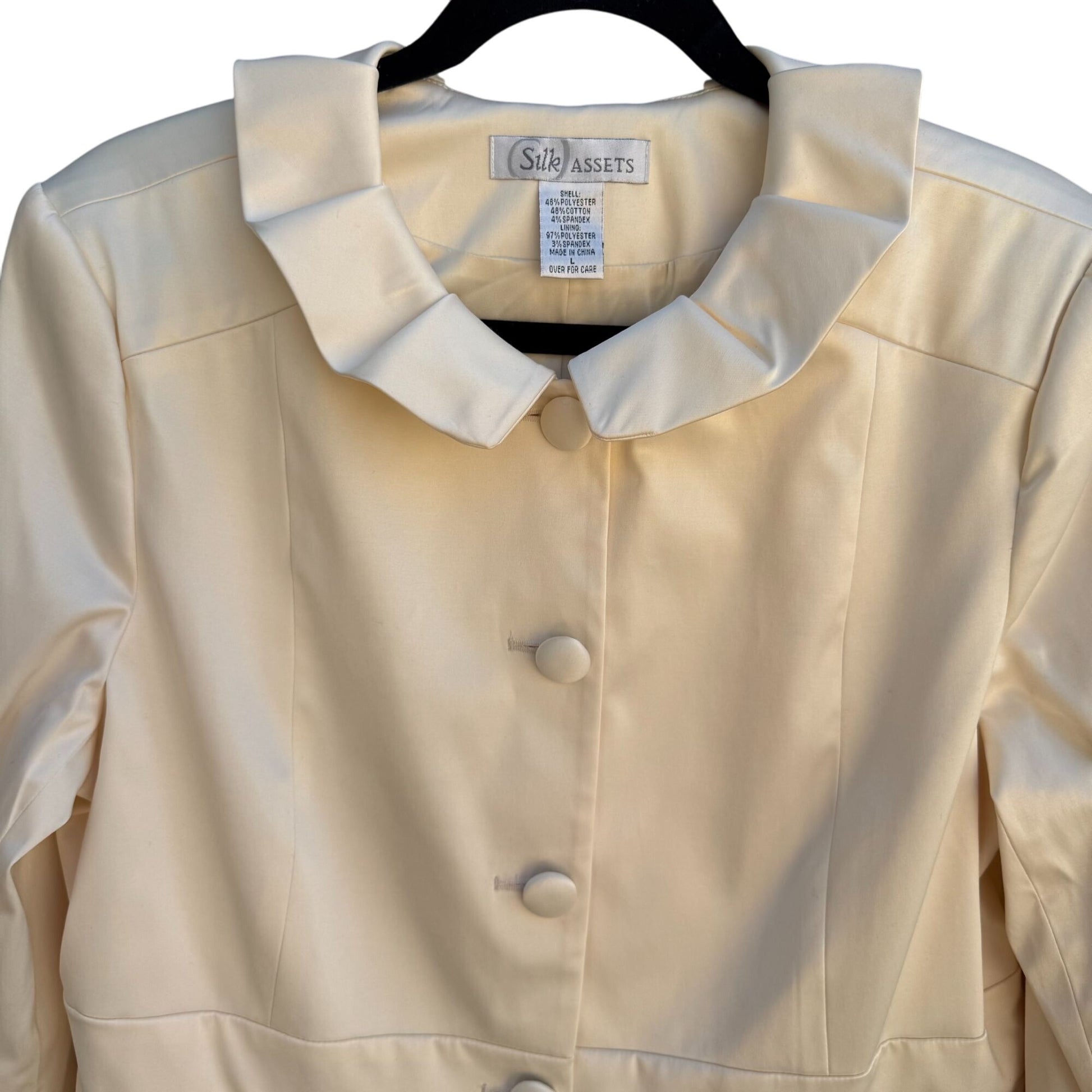 Silk Assets Diane Von Furstenberg Womens Ruffled Peter Pan Collar Blazer Jacket L