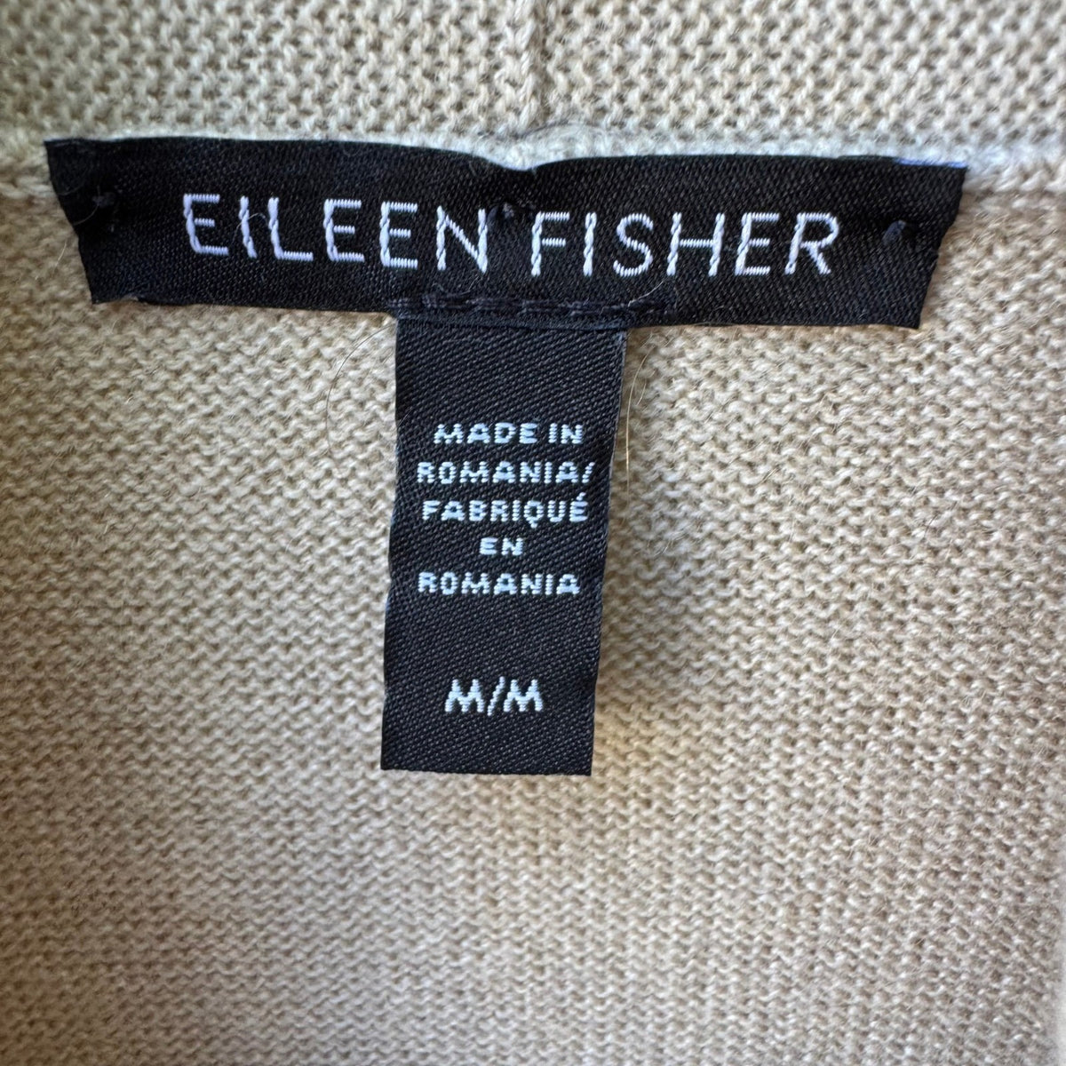 Eileen Fisher 100% Cashmere Minimalist Quiet Luxury Open Front Cardigan Beige M