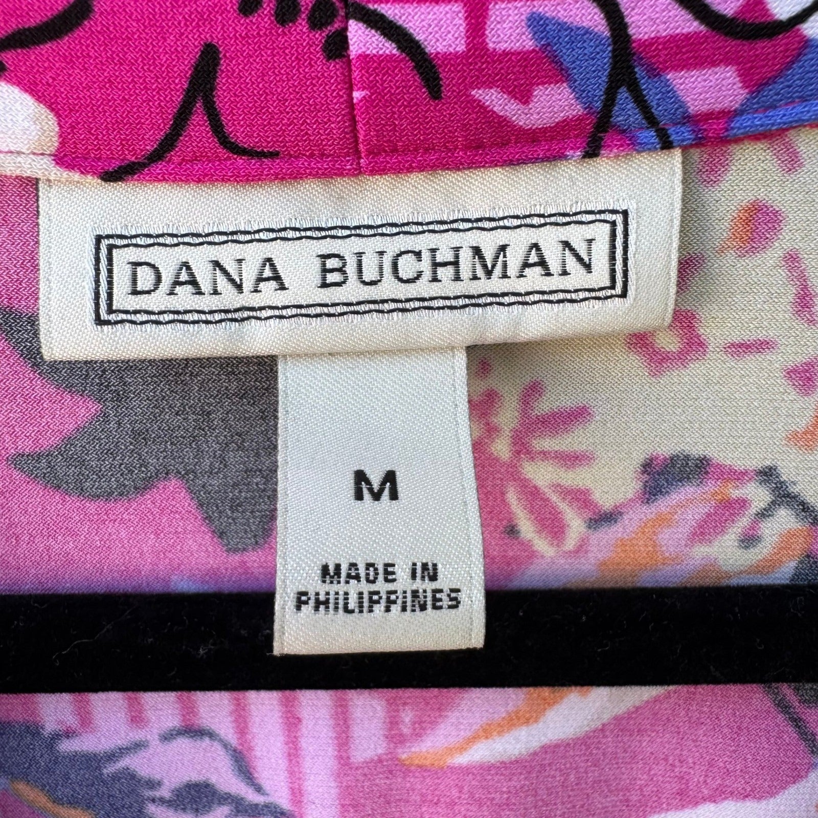 Dana Buchman Hot Pink Floral Cowl Neck Sleeveless Blouse Knit Top Pink Womens M