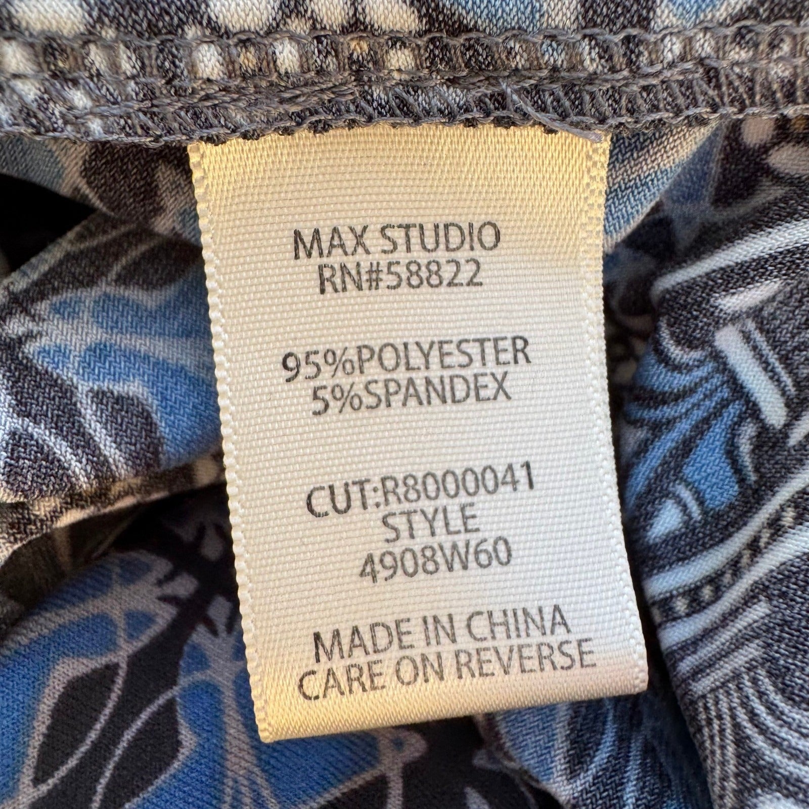 Max Studio Mod Geometric Tile Print Faux Wrap Jersey Dress Careerwear Blue M