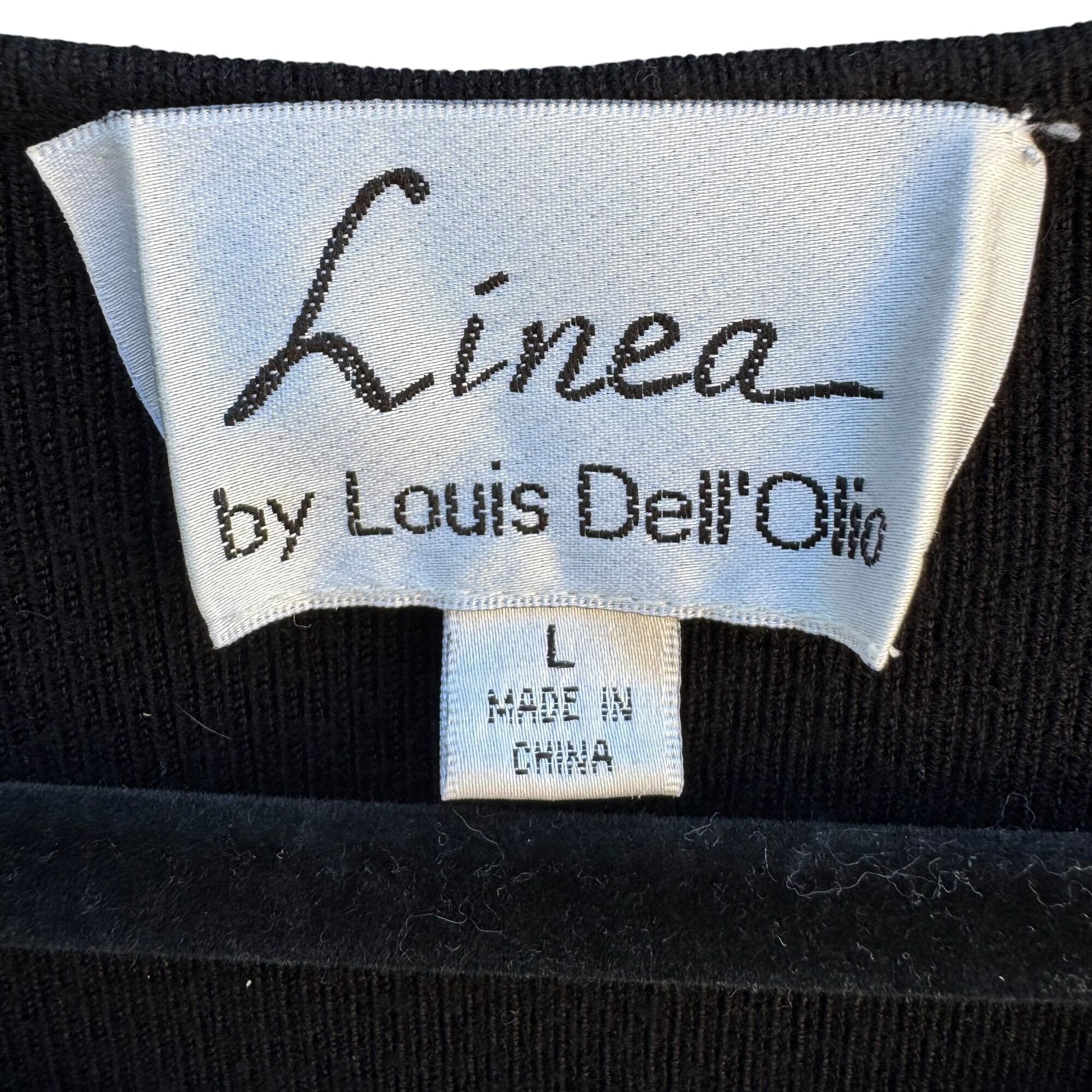 Linea Louis DellOlio Vintage Womens Black Long Sleeve Band Waist Knit Sweater L