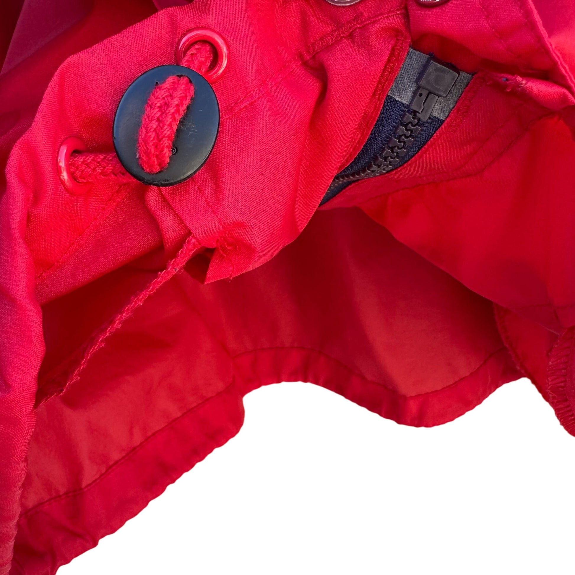 Speedo Vintage Red Navy Hooded Windbreaker Zip Water Resistant Light Jacket XL