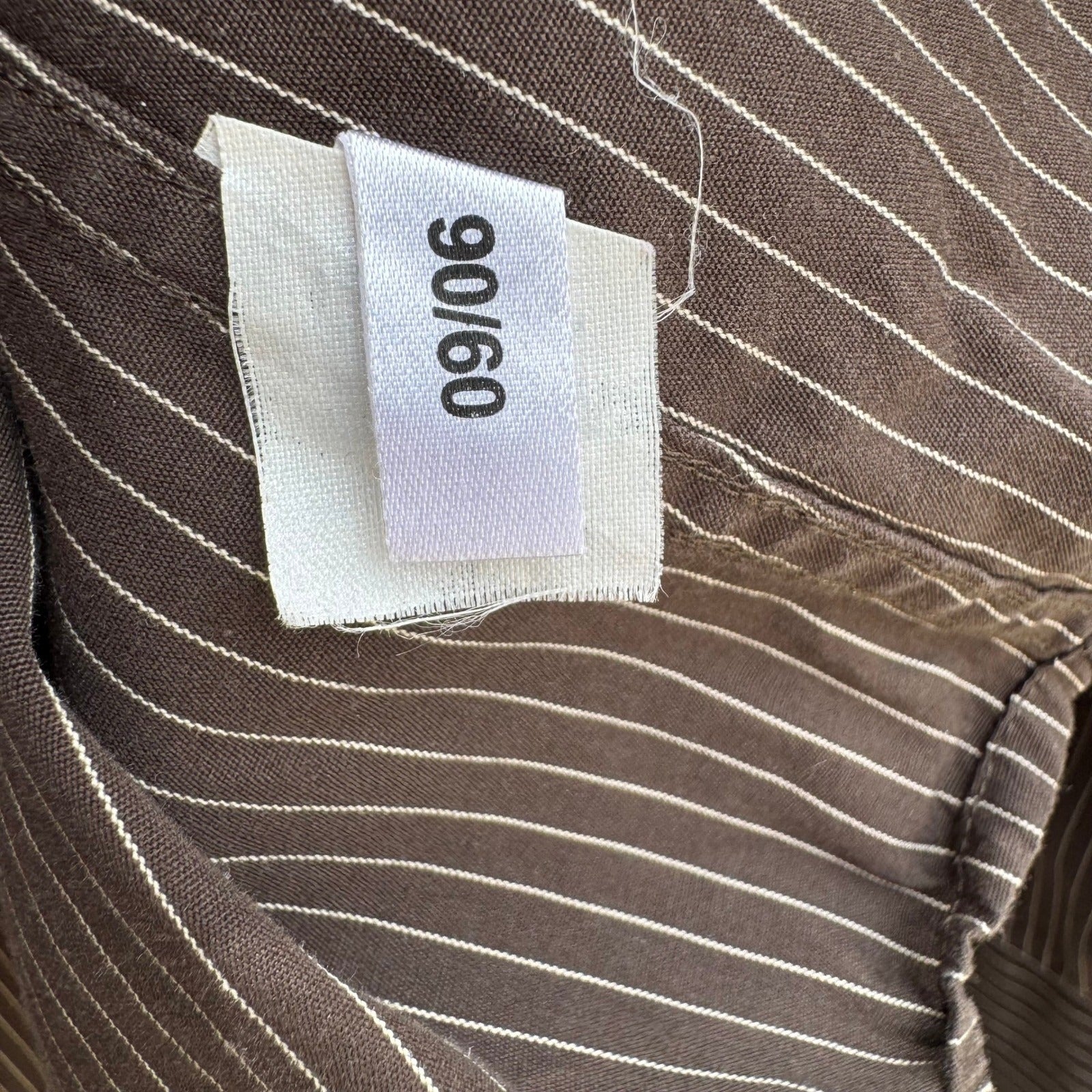 Express Design Studio Mens XL Brown Pinstripe 80s 2 Ply Cotton Modern Fit Shirt