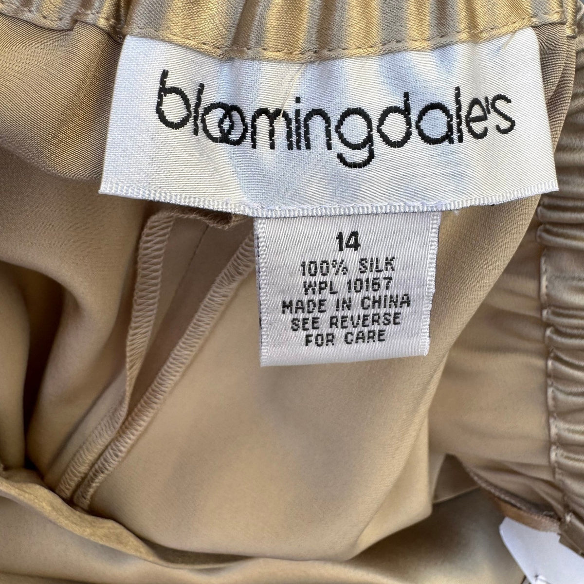 Bloomingdales Silk Minimalist Quiet Luxury Wide Leg Evening Pants Gold 14 NEW