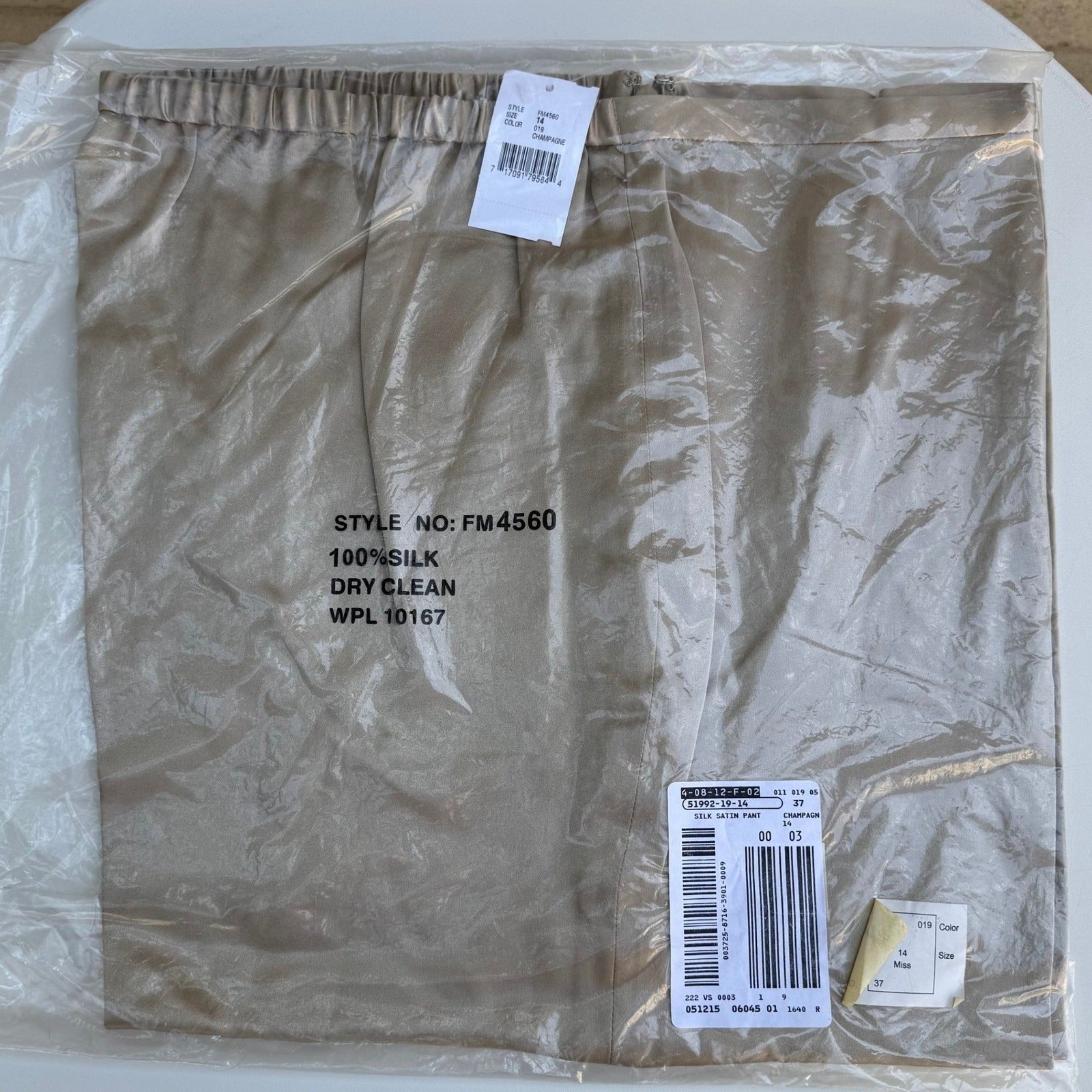 Bloomingdales Silk Minimalist Quiet Luxury Wide Leg Evening Pants Gold 14 NEW