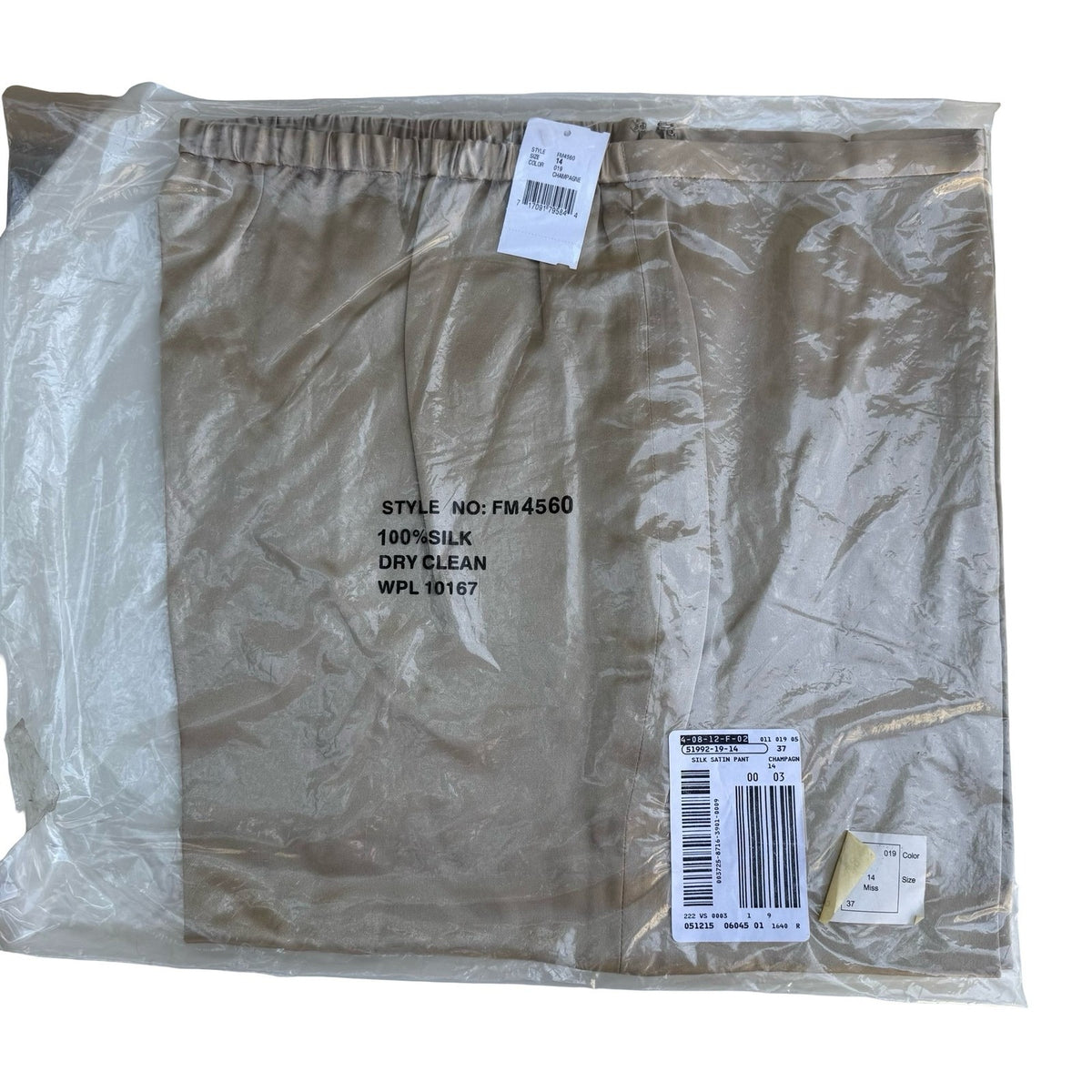 Bloomingdales Silk Minimalist Quiet Luxury Wide Leg Evening Pants Gold 14 NEW