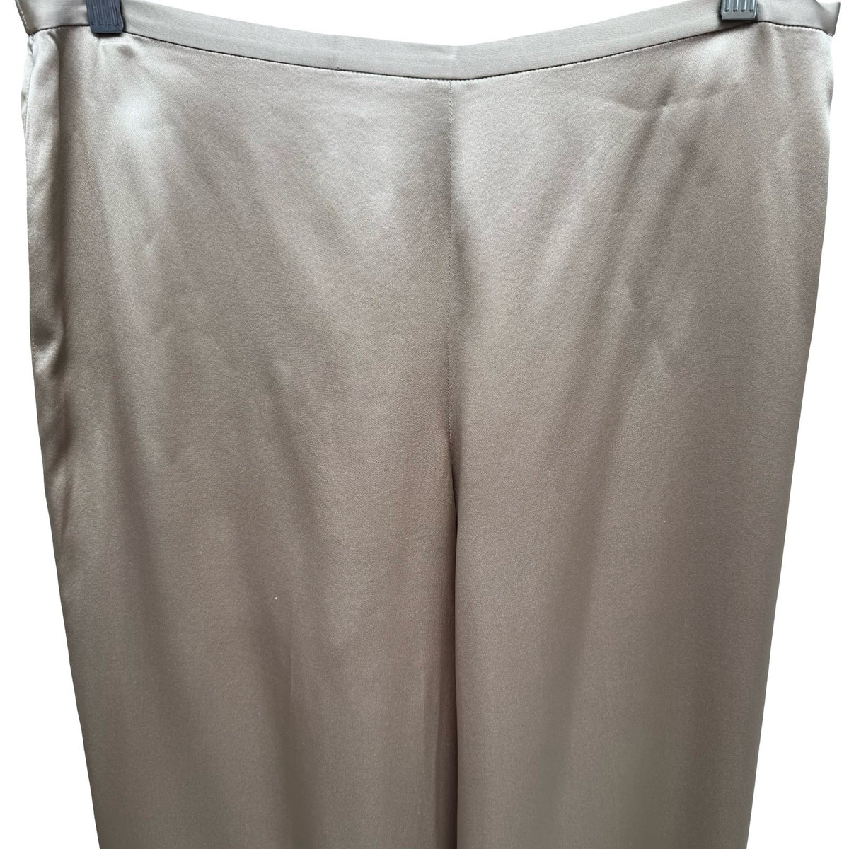 Bloomingdales Silk Minimalist Quiet Luxury Wide Leg Evening Pants Gold 14 NEW