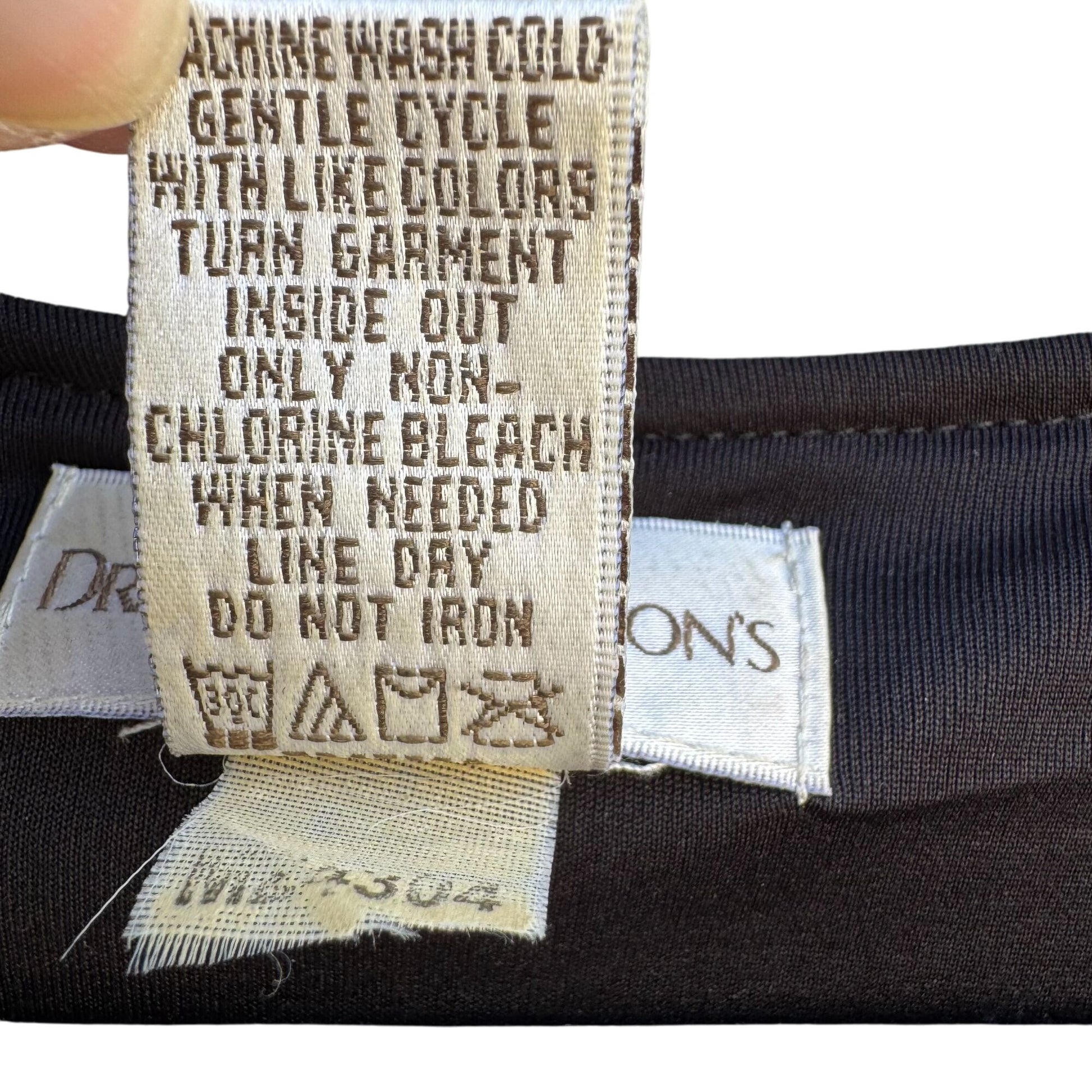 Drapers & Damons Black Draped Ruffle Textured 3/4 Sleeve Womens Tunic Style Top