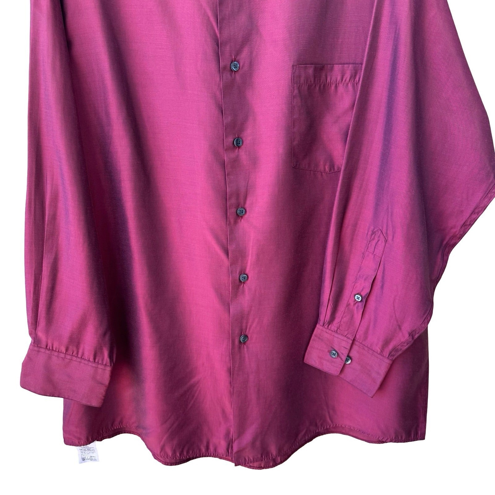 DKNY Y2K 90s Burgundy Iridescent Modal Shimmer Minimalist Shirt Mens L 16.5