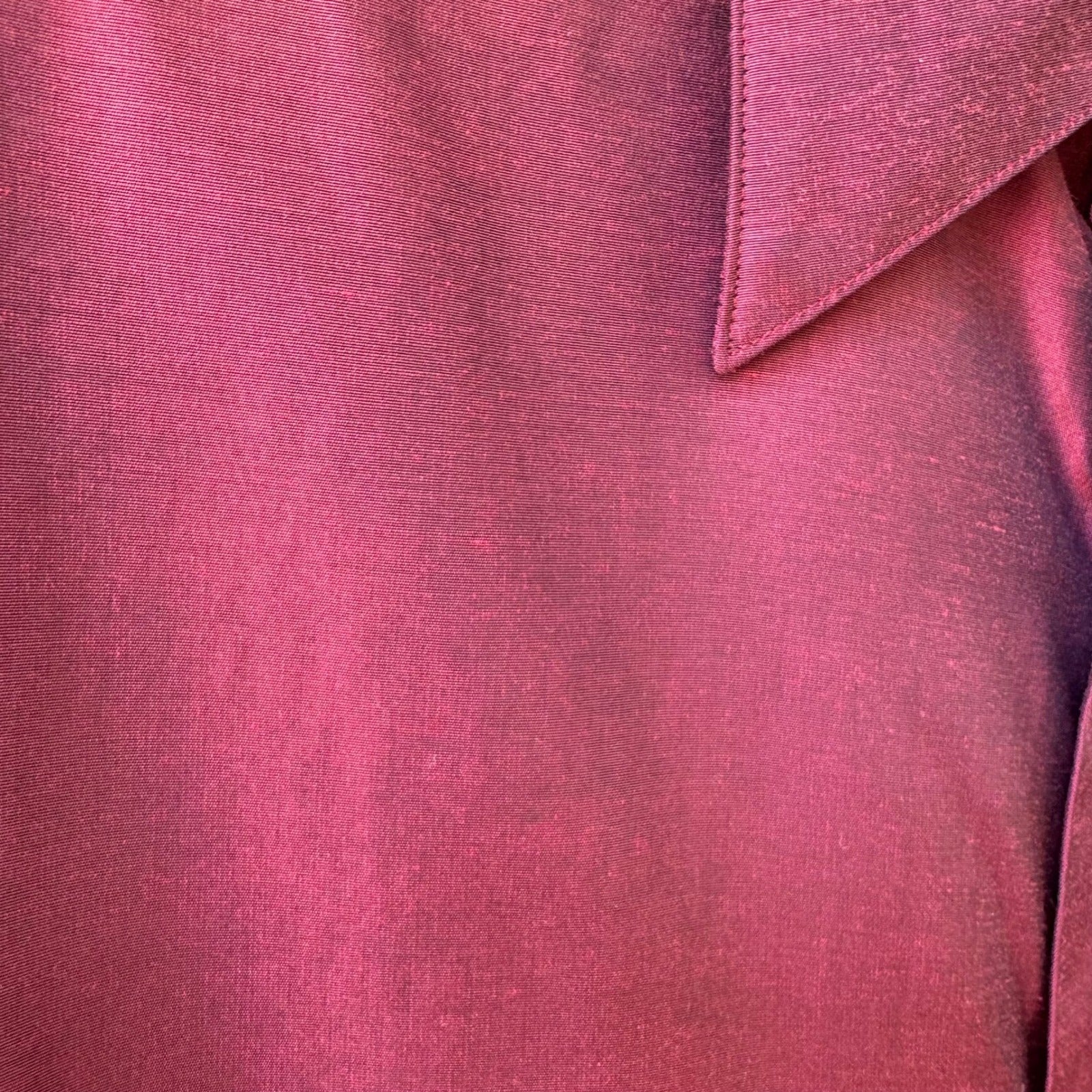 DKNY Y2K 90s Burgundy Iridescent Modal Shimmer Minimalist Shirt Mens L 16.5