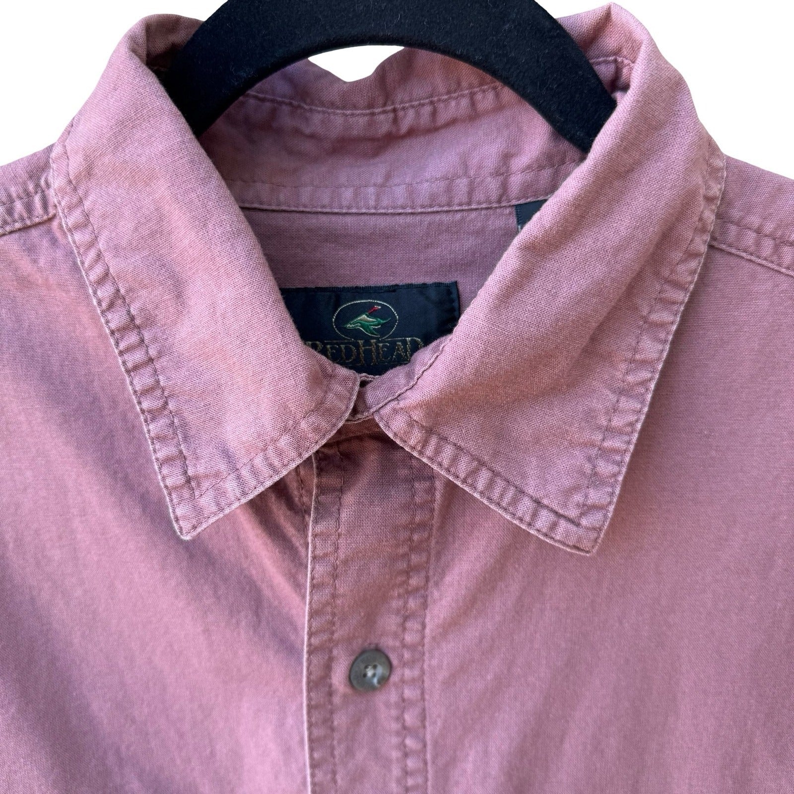 RedHead Mens Short Sleeve Utility Button Down Shirt Mauve Medium Dual Pockets