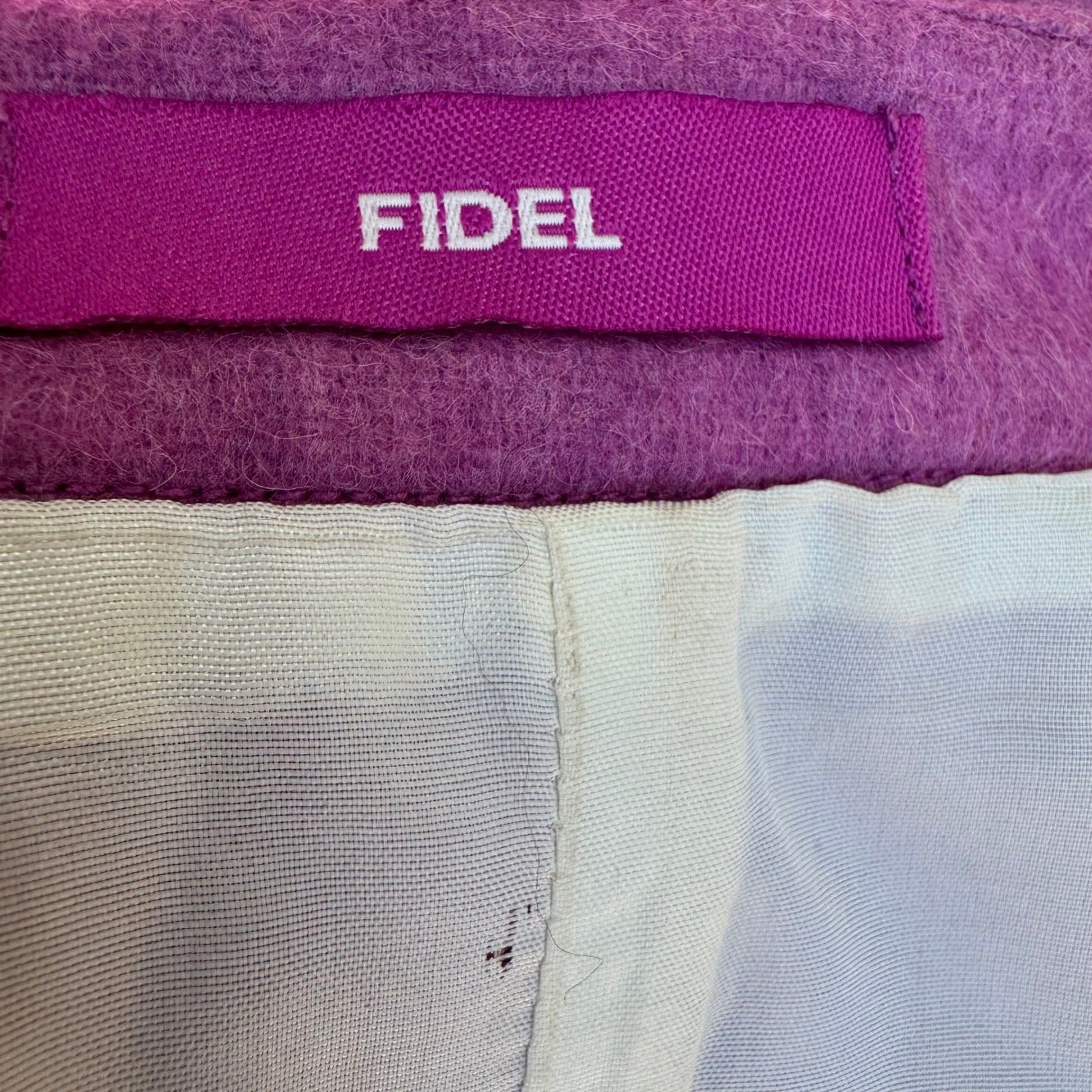 Fidel Y2K Magenta Wool Tailored Pencil Skirt Buckle Belted Dual Slit Preppy M