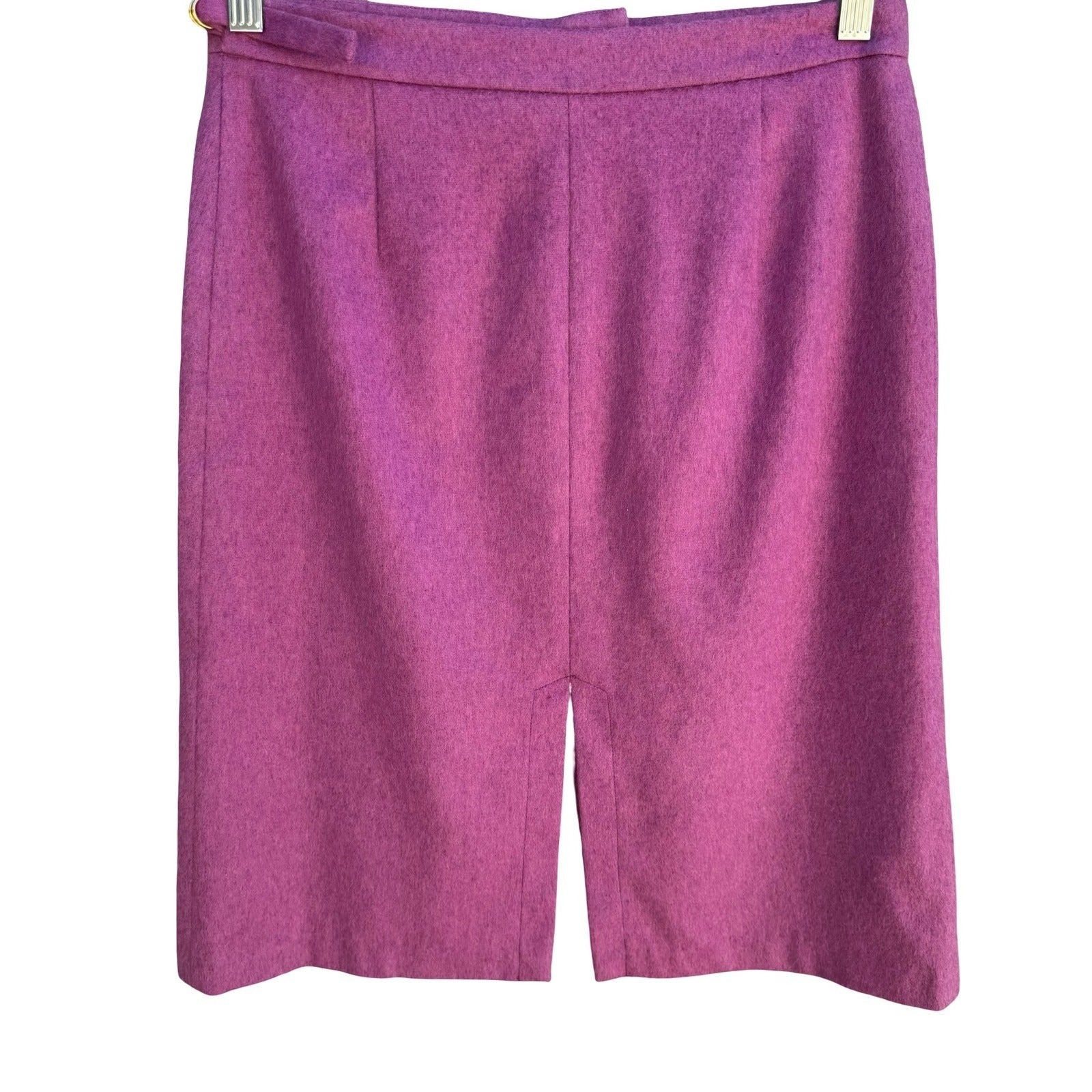 Fidel Y2K Magenta Wool Tailored Pencil Skirt Buckle Belted Dual Slit Preppy M