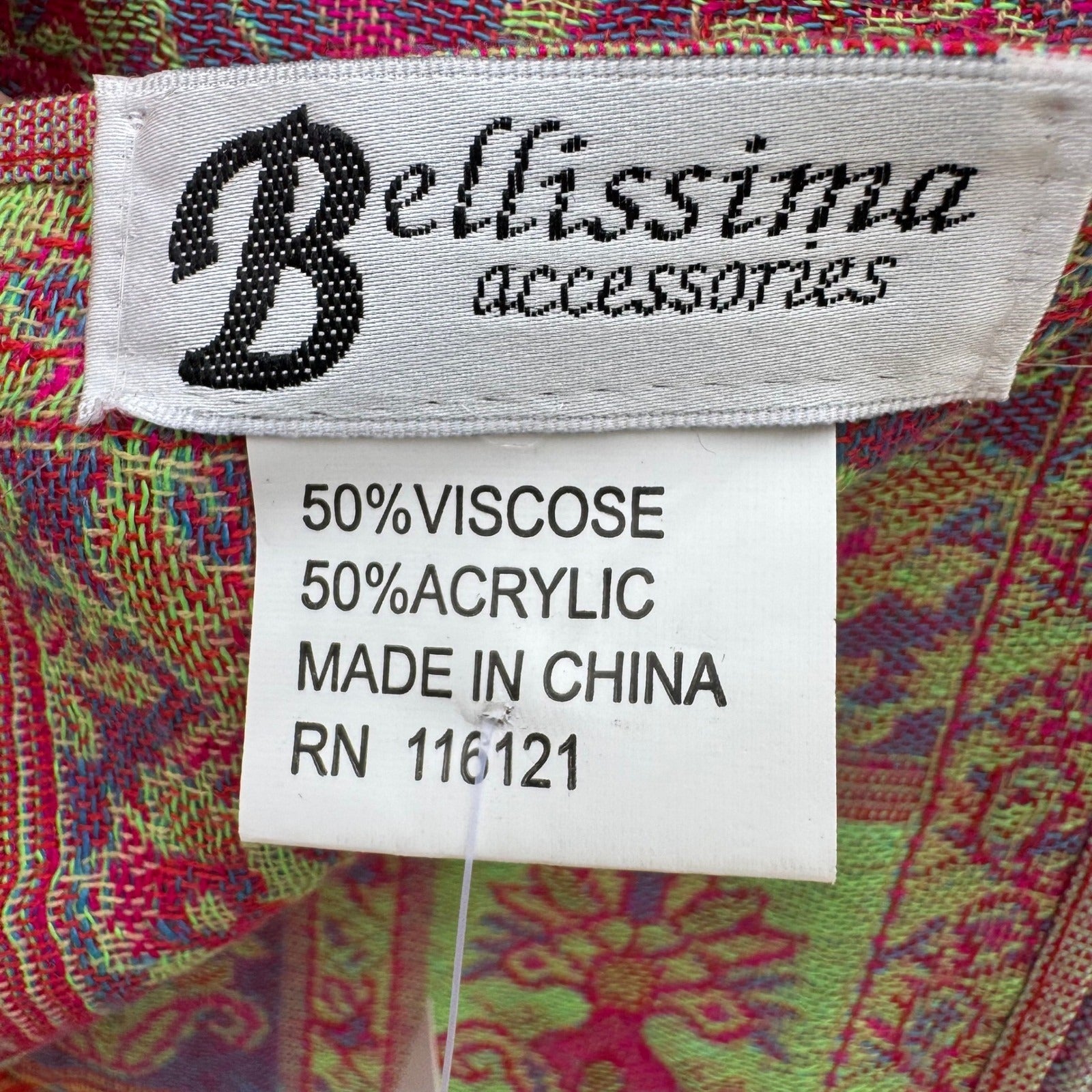 Bellissima Accessories Pink Paisley Pashmina Wrap Scarf Fringe Viscose Blend NEW