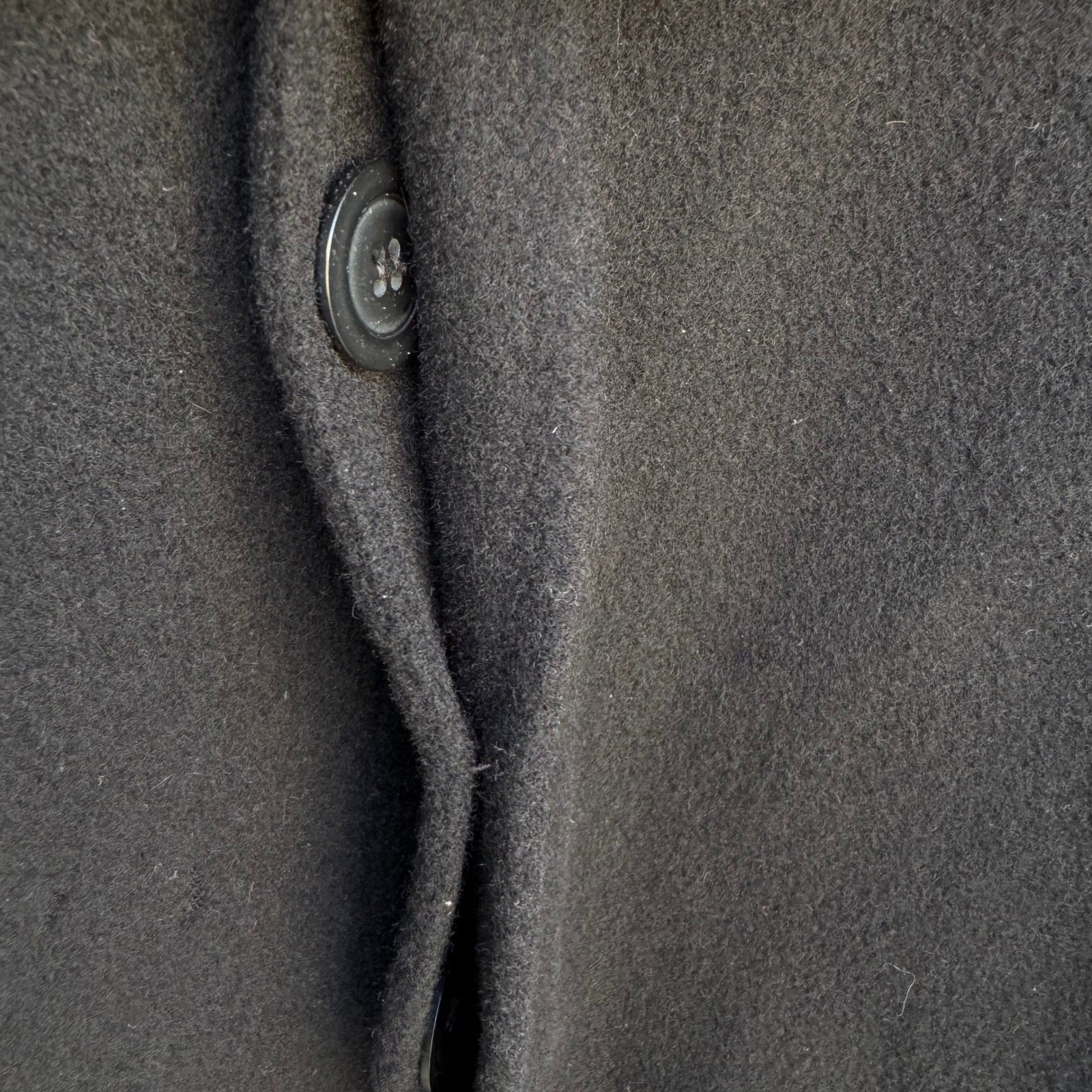 Donna Karan New York Mens Wool Blend Car Coat Black Hidden Button Overcoat Med