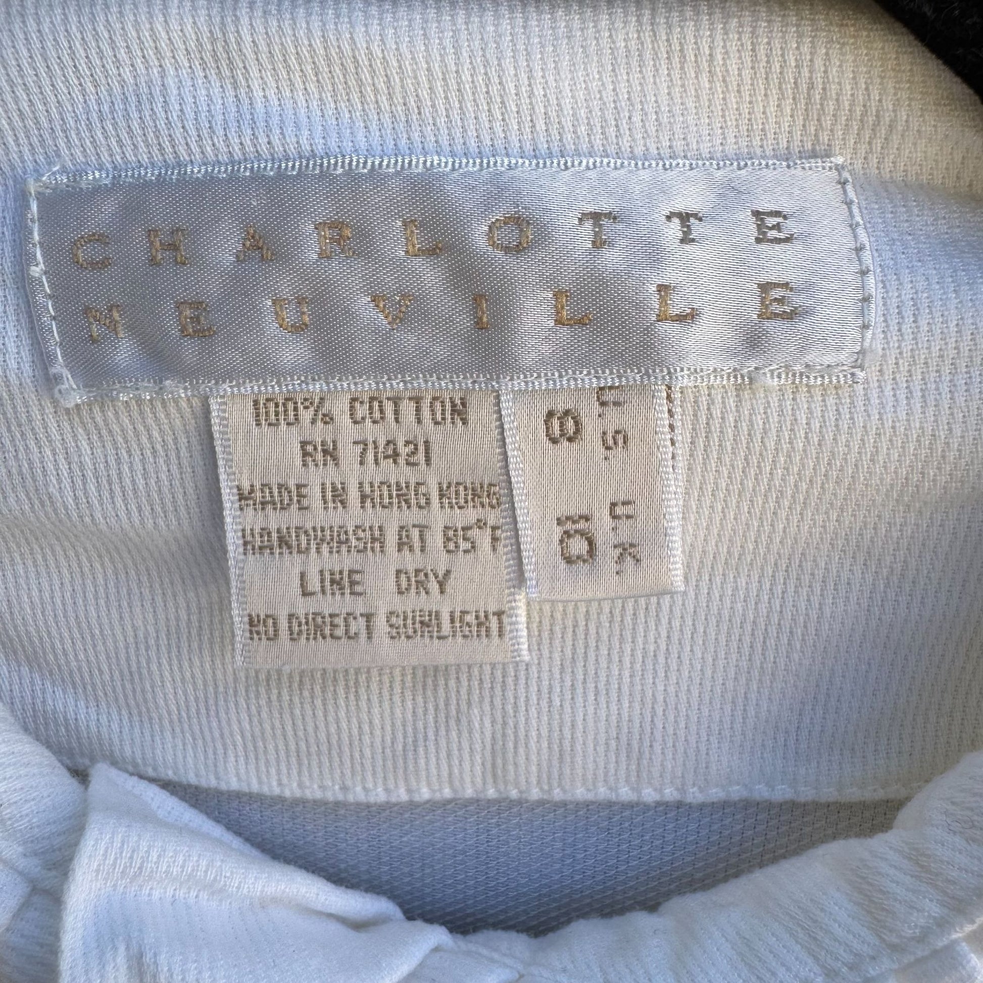 Charlotte Neuville Womens Edwardian White Ruffle Collar Hem Button-Up Blouse 8