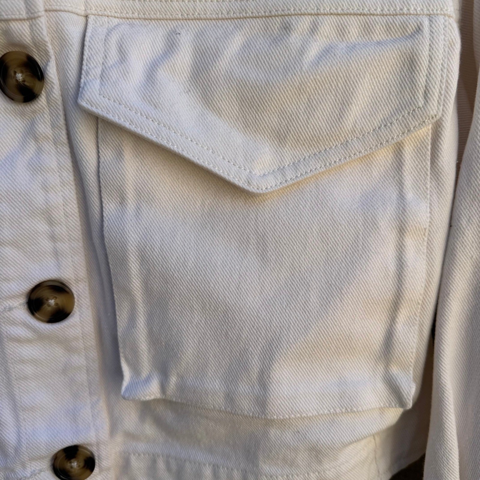 Forever 21 Cropped Denim Jacket Boxy Utility Trucker Streetwear White Womens S
