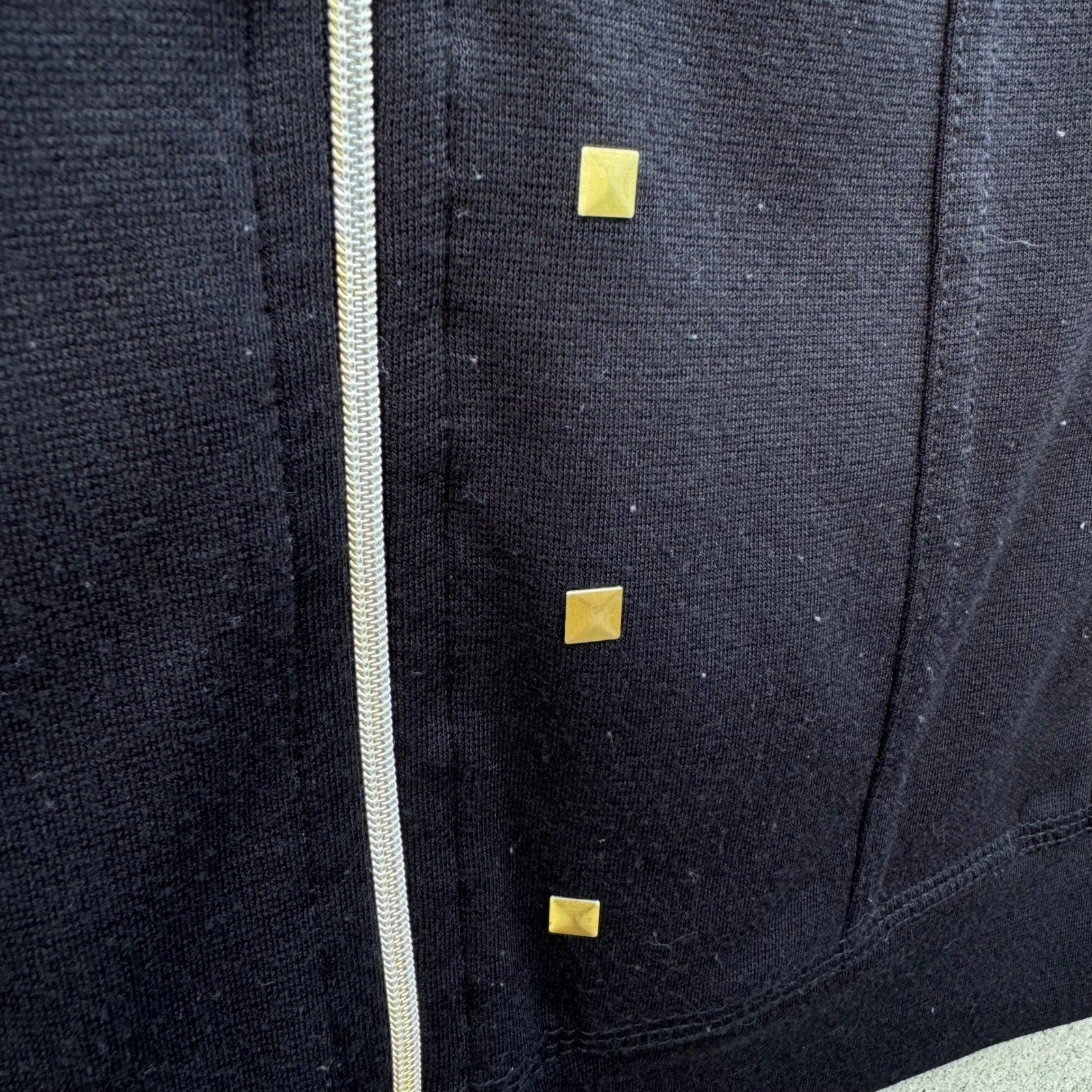 Drapers & Damons Womens Black Zip Front Vest Gold Stud Mock Neck Size Medium