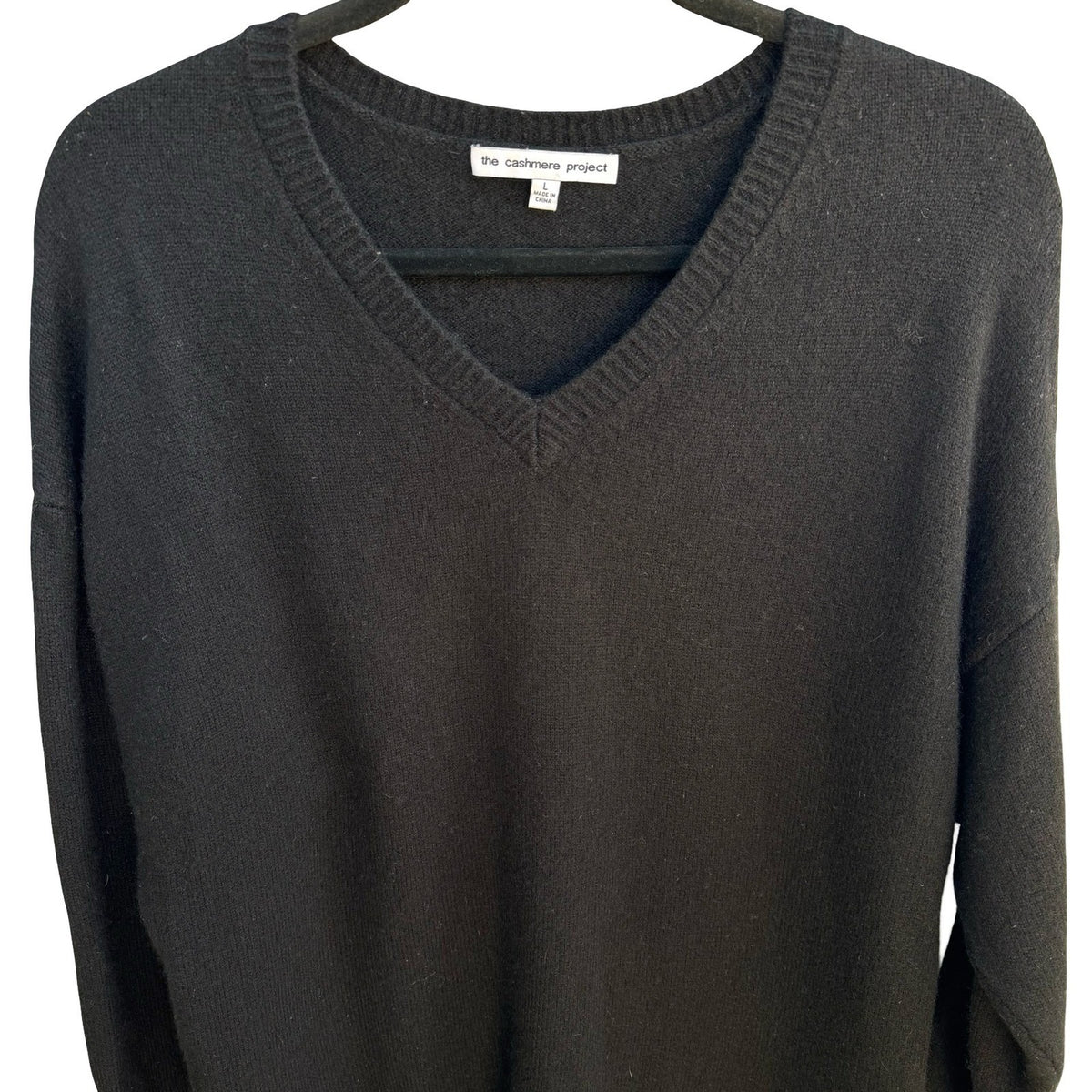 The Cashmere Project 100% Cashmere Minimalist Old Money Preppy V-Neck Sweater L