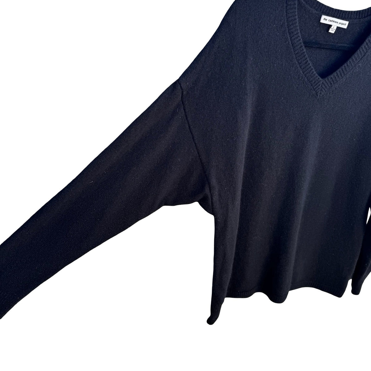 The Cashmere Project 100% Cashmere Minimalist Old Money Preppy V-Neck Sweater L