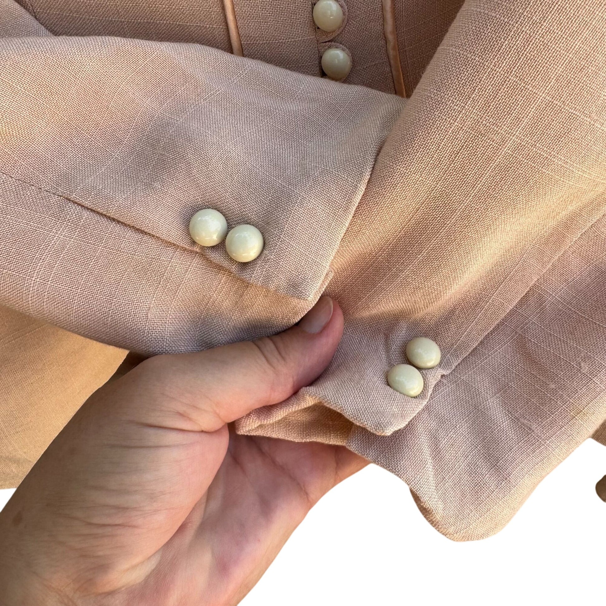 Daniele O By Tahari Vintage Womens Peach Silk Blend Blazer Pleated Skirt Set M