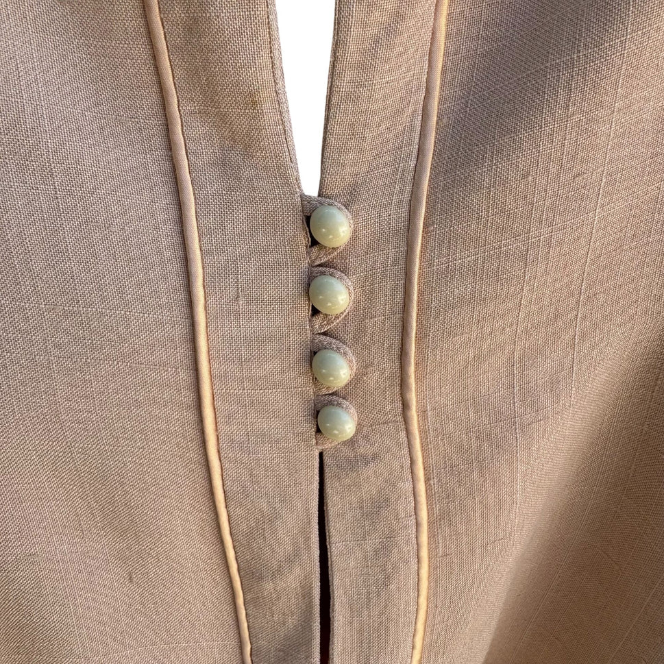 Daniele O By Tahari Vintage Womens Peach Silk Blend Blazer Pleated Skirt Set M