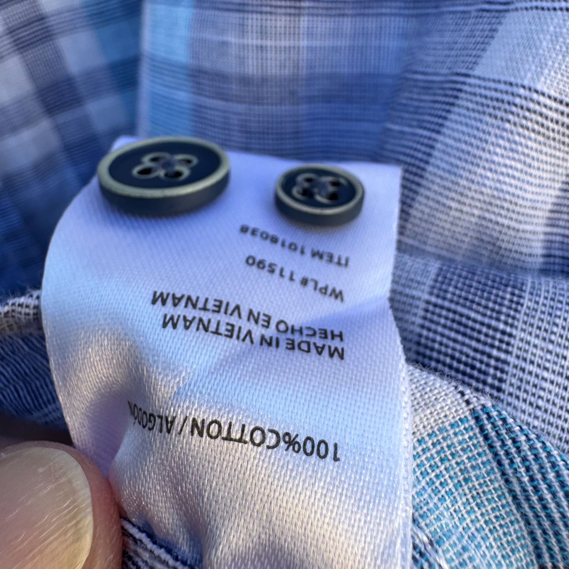 Weatherproof Vintage Mens Blue Plaid Button Collar Short Sleeve Casual Shirt M