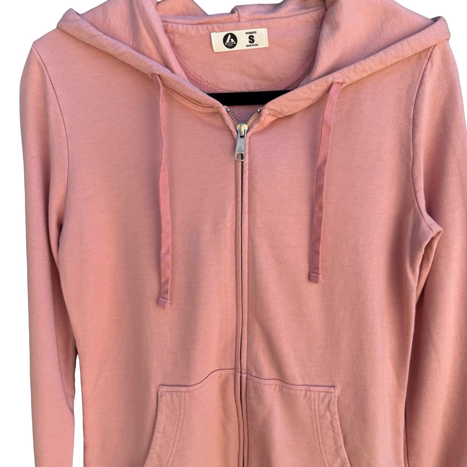 American Giant Sustainable US Supima Cotton Micro Modal Zip Hoodie Pink Womens S