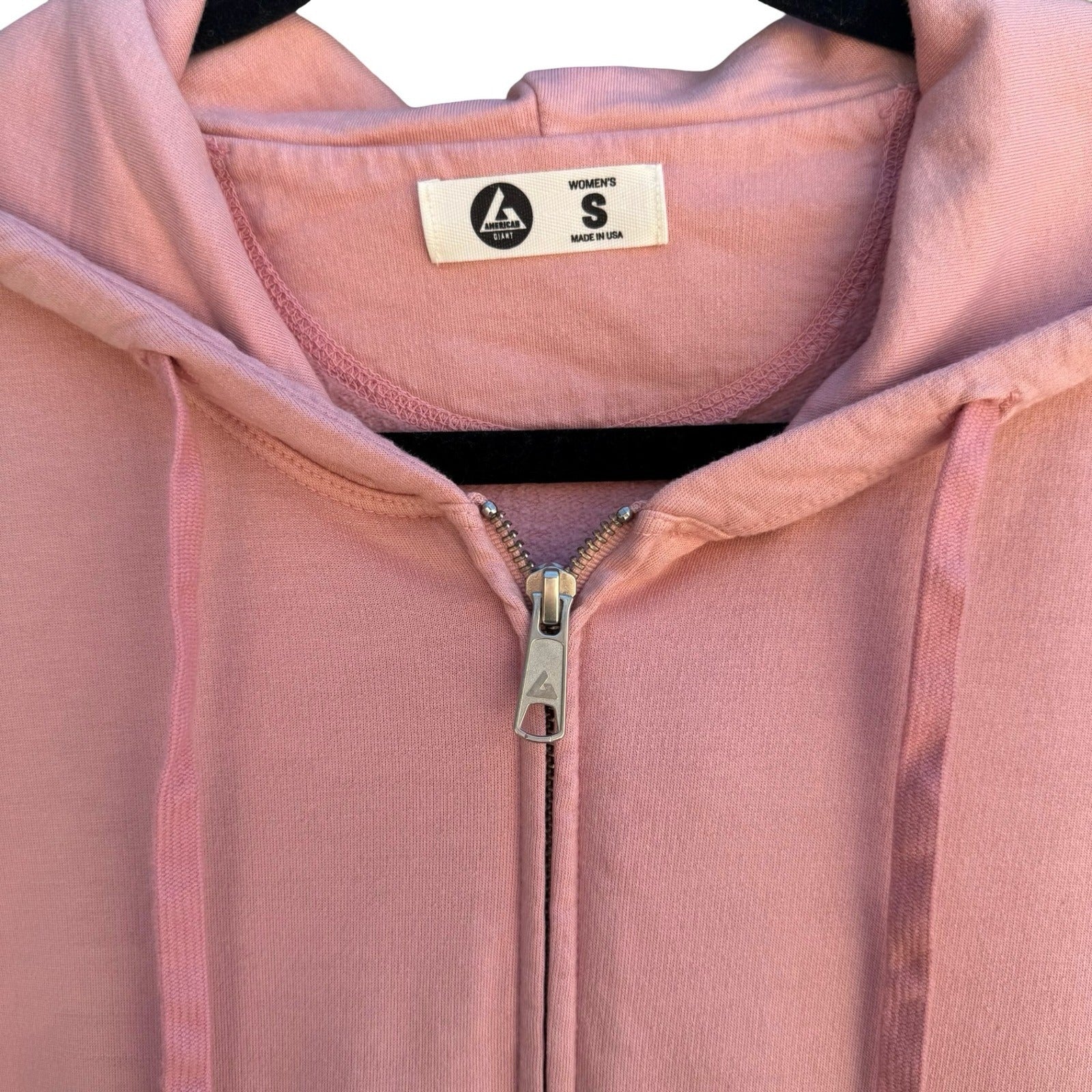 American Giant Sustainable US Supima Cotton Micro Modal Zip Hoodie Pink Womens S