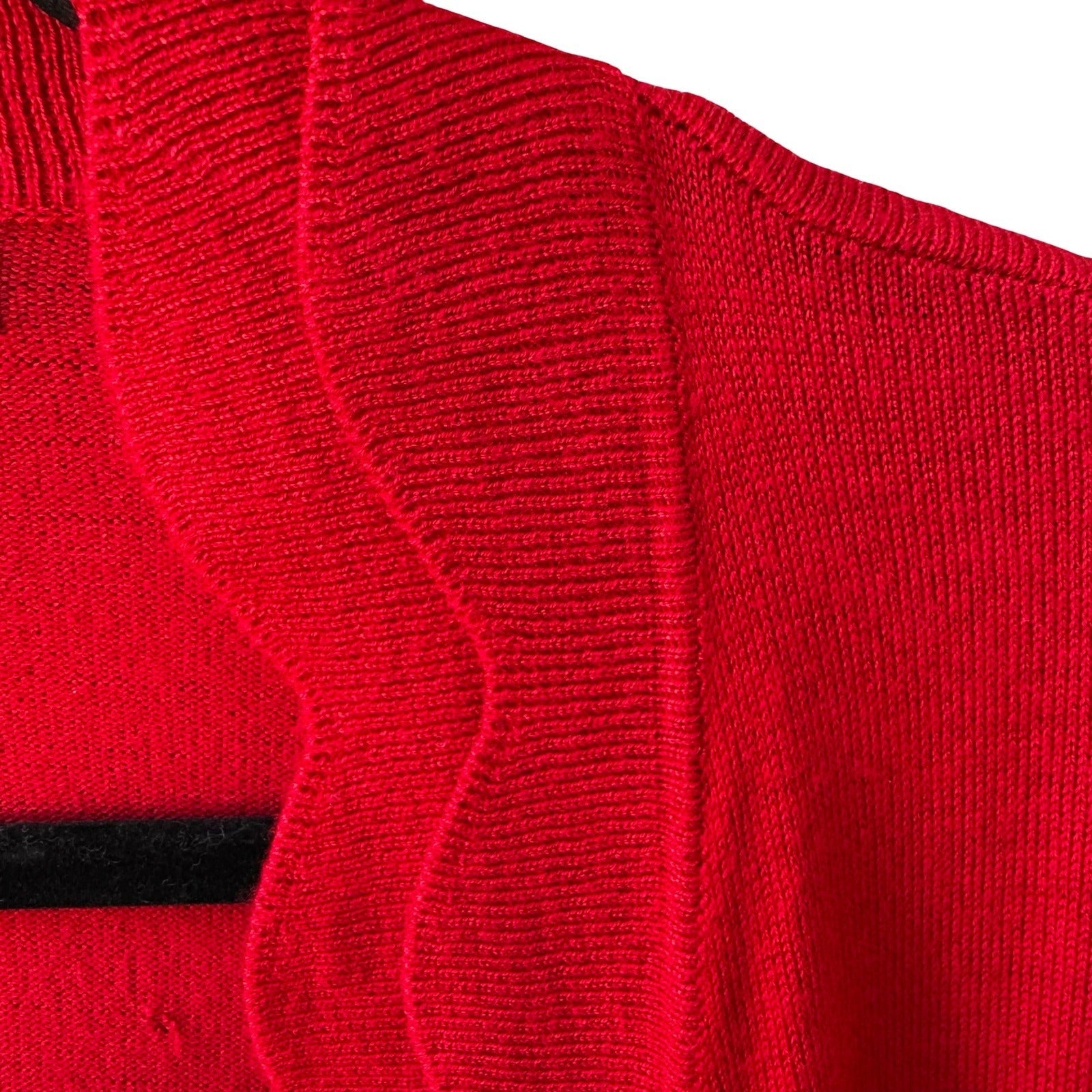 89th + Madison Scalloped Feminine Professional Open Front Cardigan Red L NEW