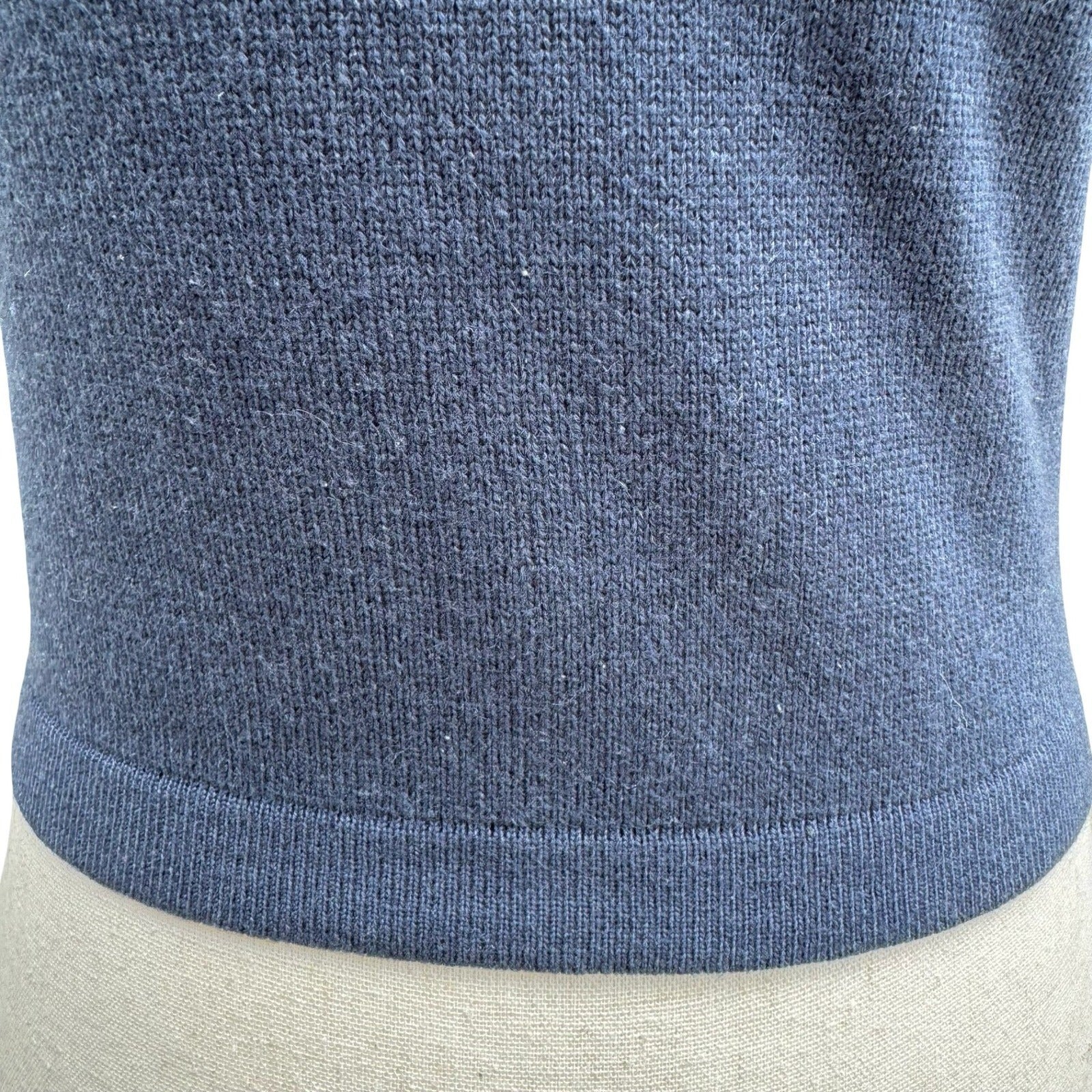 BCBG Max Azria Collection Y2K One Shoulder Knit Crop Top Asymmetric Navy Sample