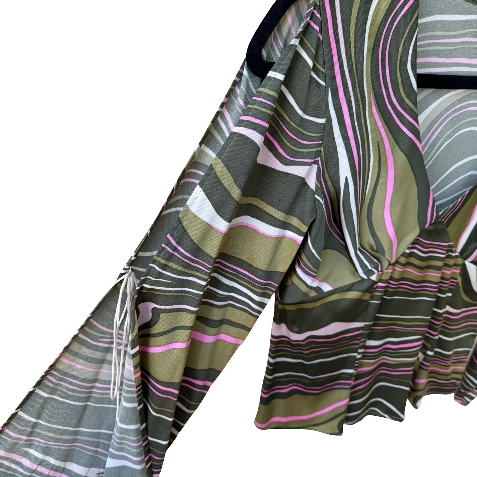 Filippa Y2K Ethereal Silk Blend Psychedelic Romantic Fairycore Split Sleeve Top