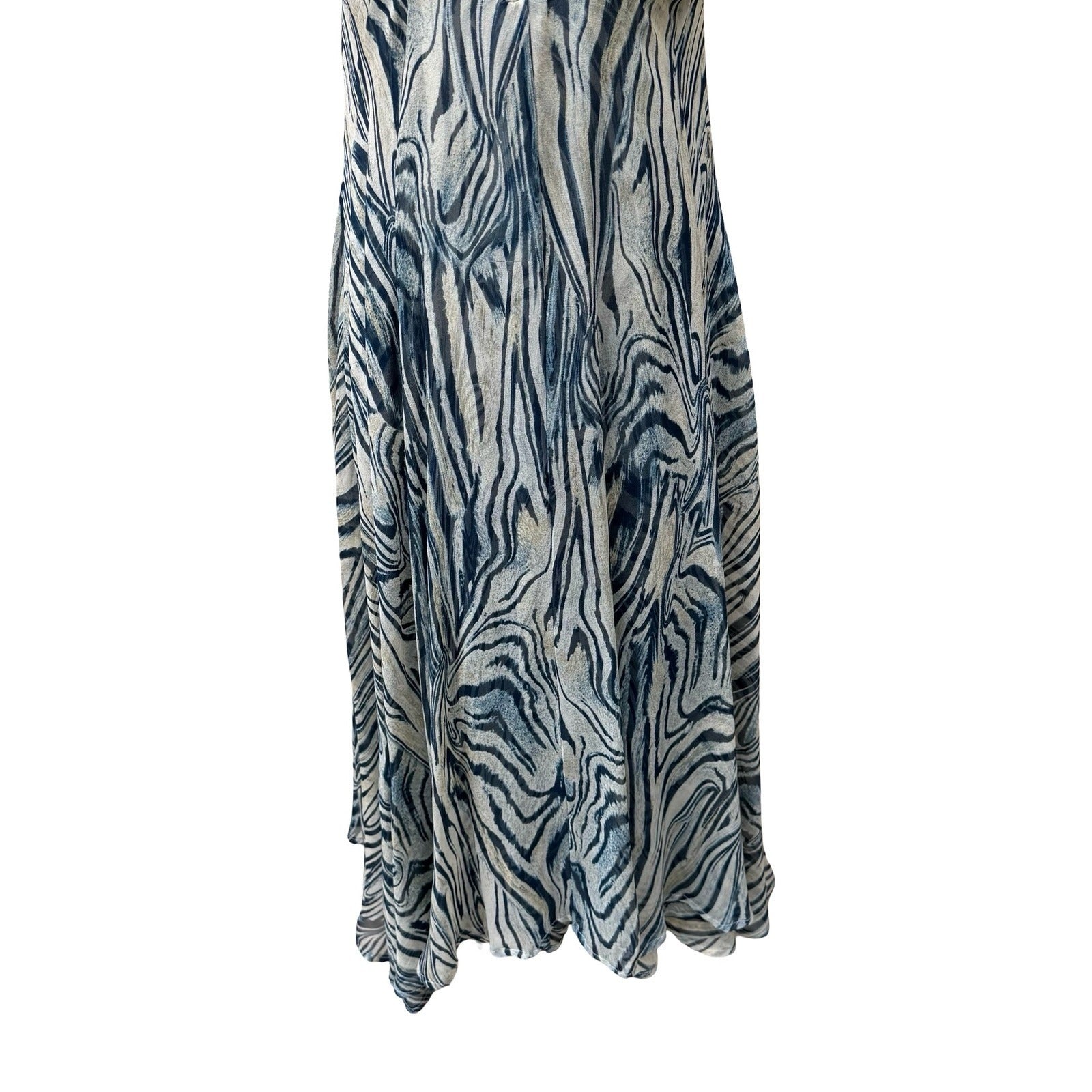 Vicious Y2K Silk Boho Tiger Print Midi Dress Ethereal Rosette Straps Resortwear
