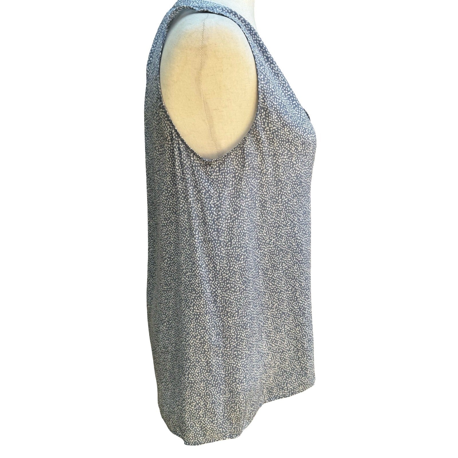 Joie Coastal Micro Polka Dot 100% Silk Sleeveless Quiet Luxury Blue Blouse XS