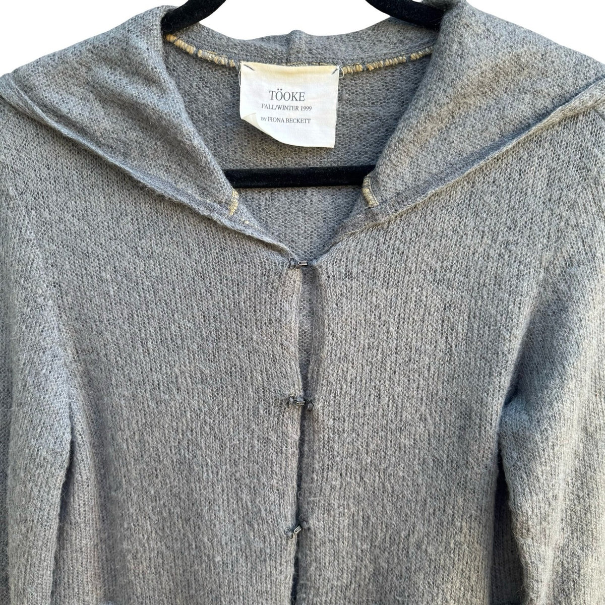 Tooke Fiona Beckett Vintage 90s Y2K Mohair Blend Whimsigoth Hooded Cardigan S