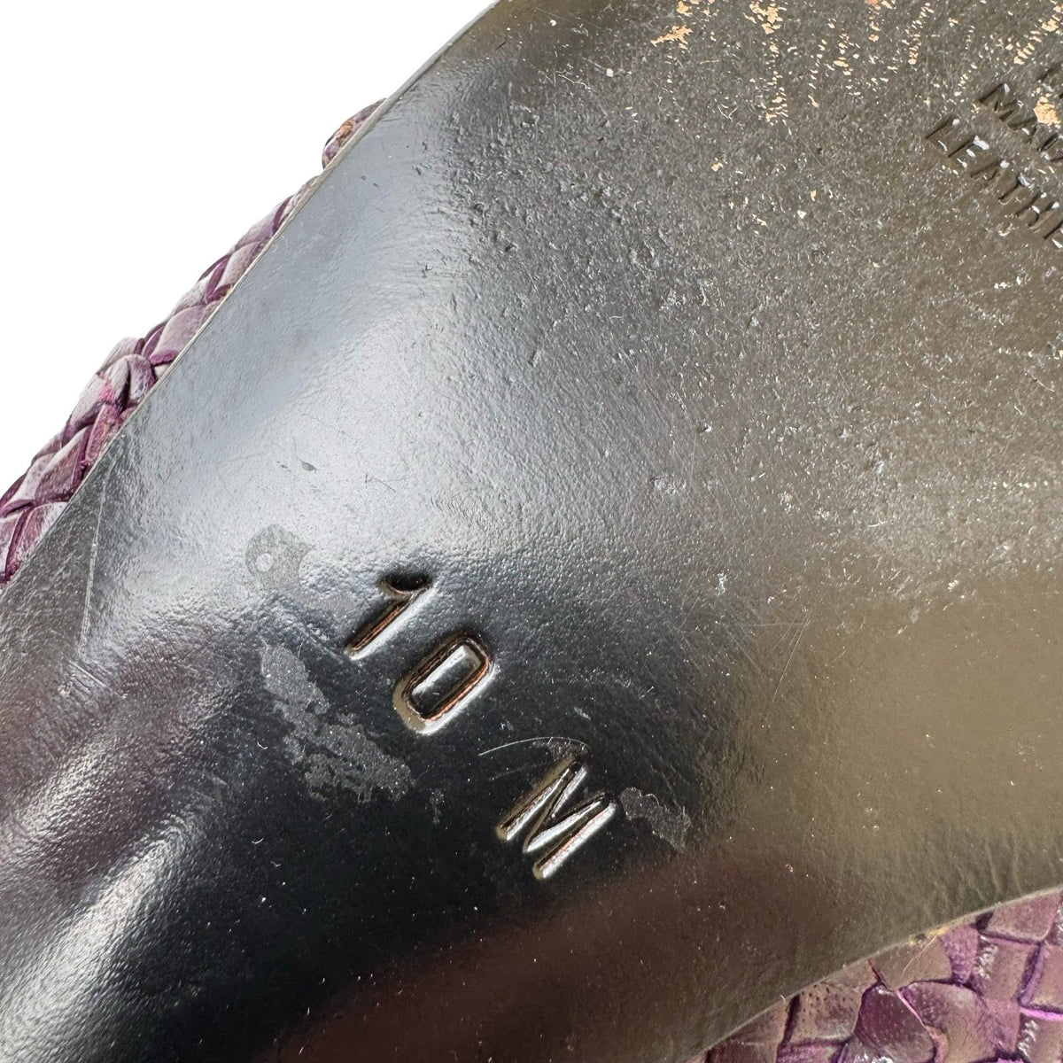 Henri Bendel Vintage 90s Italian Woven Leather Peep Toe Flats Purple Womens 10M