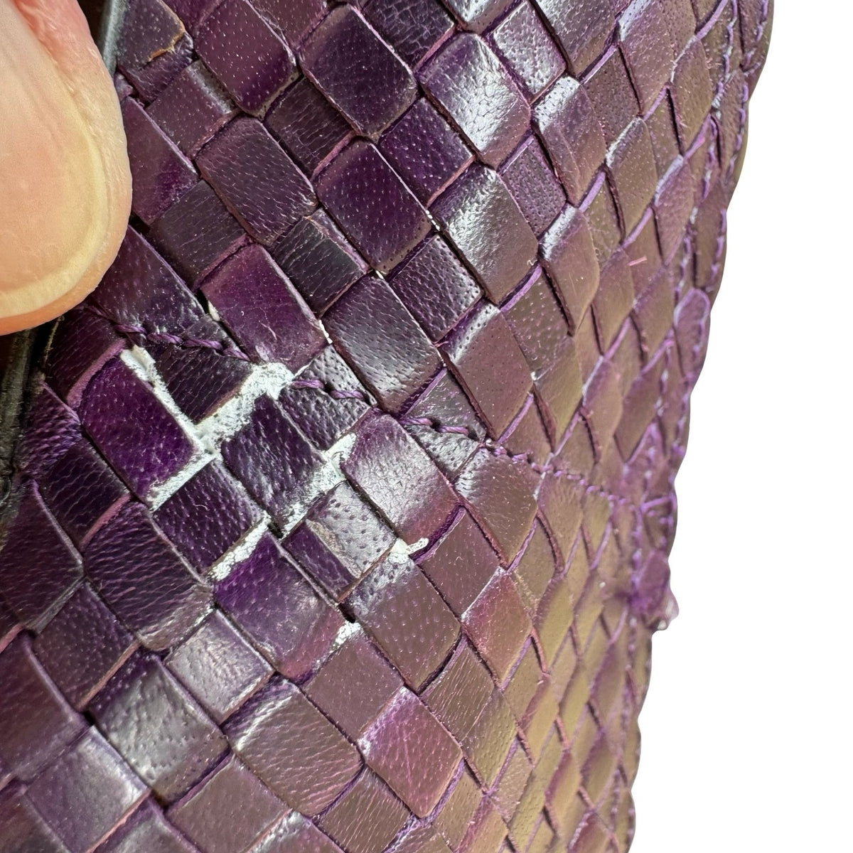 Henri Bendel Vintage 90s Italian Woven Leather Peep Toe Flats Purple Womens 10M