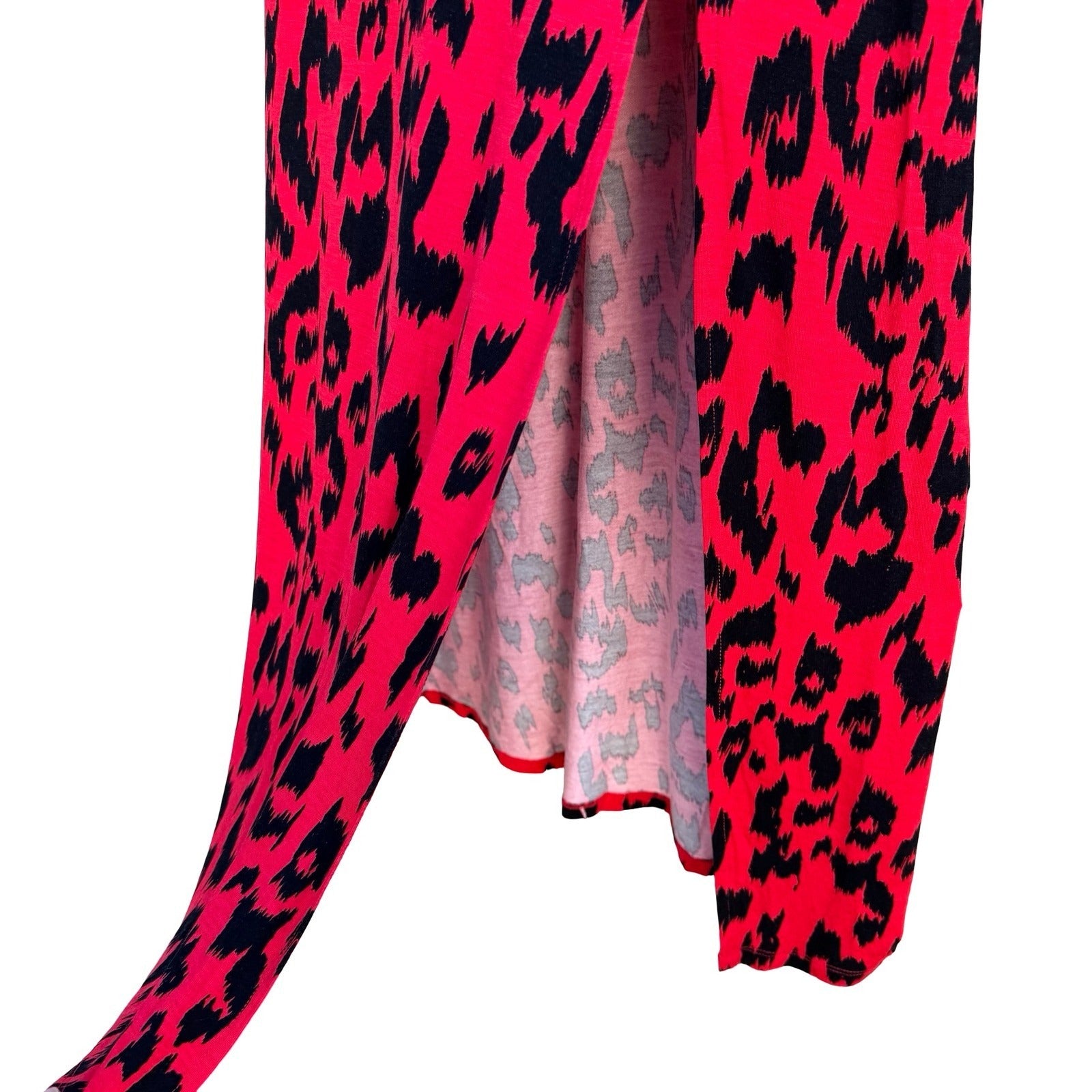 Charlotte Russe Red Black Leopard Print Maxi Skirt Side Slit NWT Small 3B2134