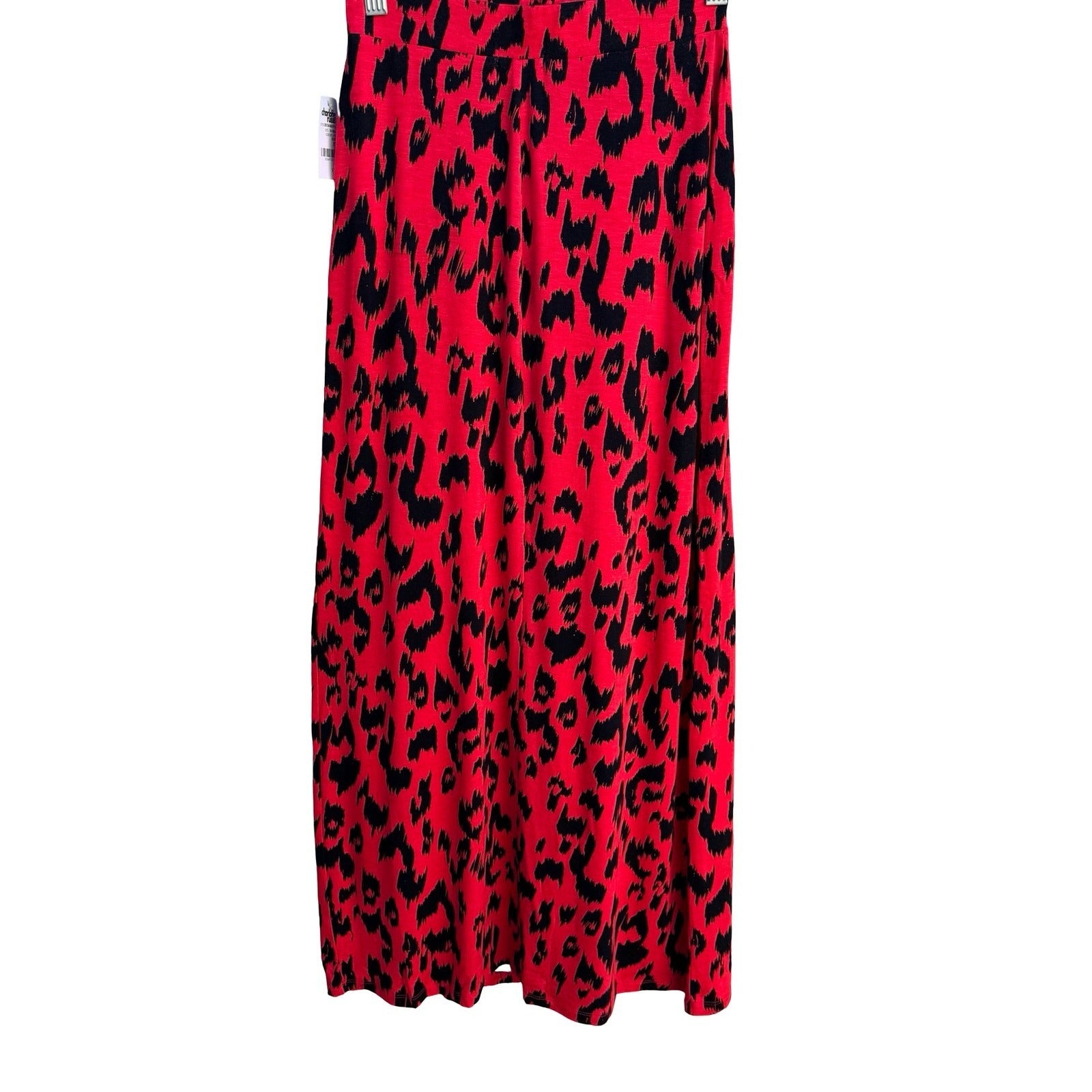 Charlotte Russe Red Black Leopard Print Maxi Skirt Side Slit NWT Small 3B2134