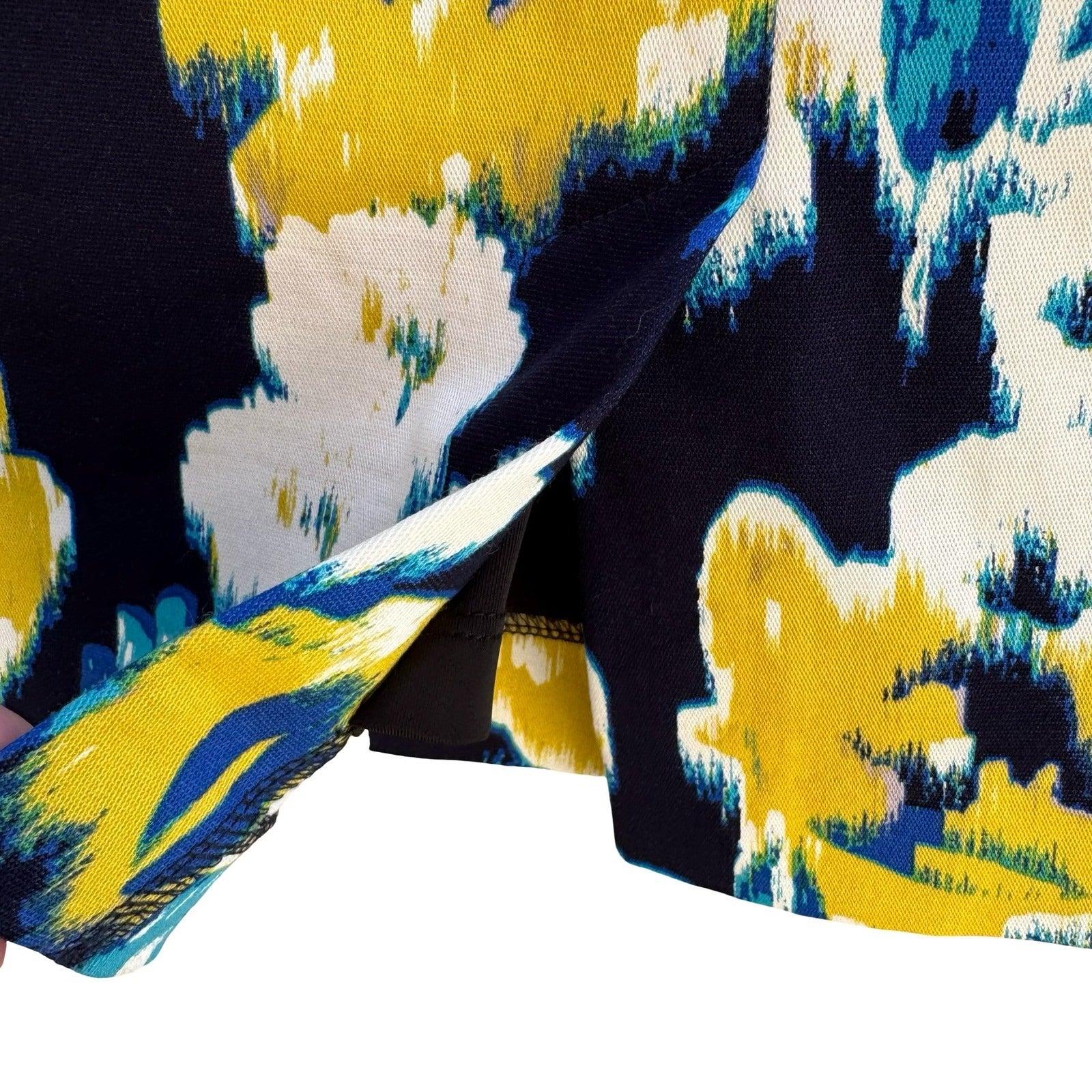 Lysse New York Mod Floral Pencil Charity Skirt Navy Abstract Career Bodycon Med