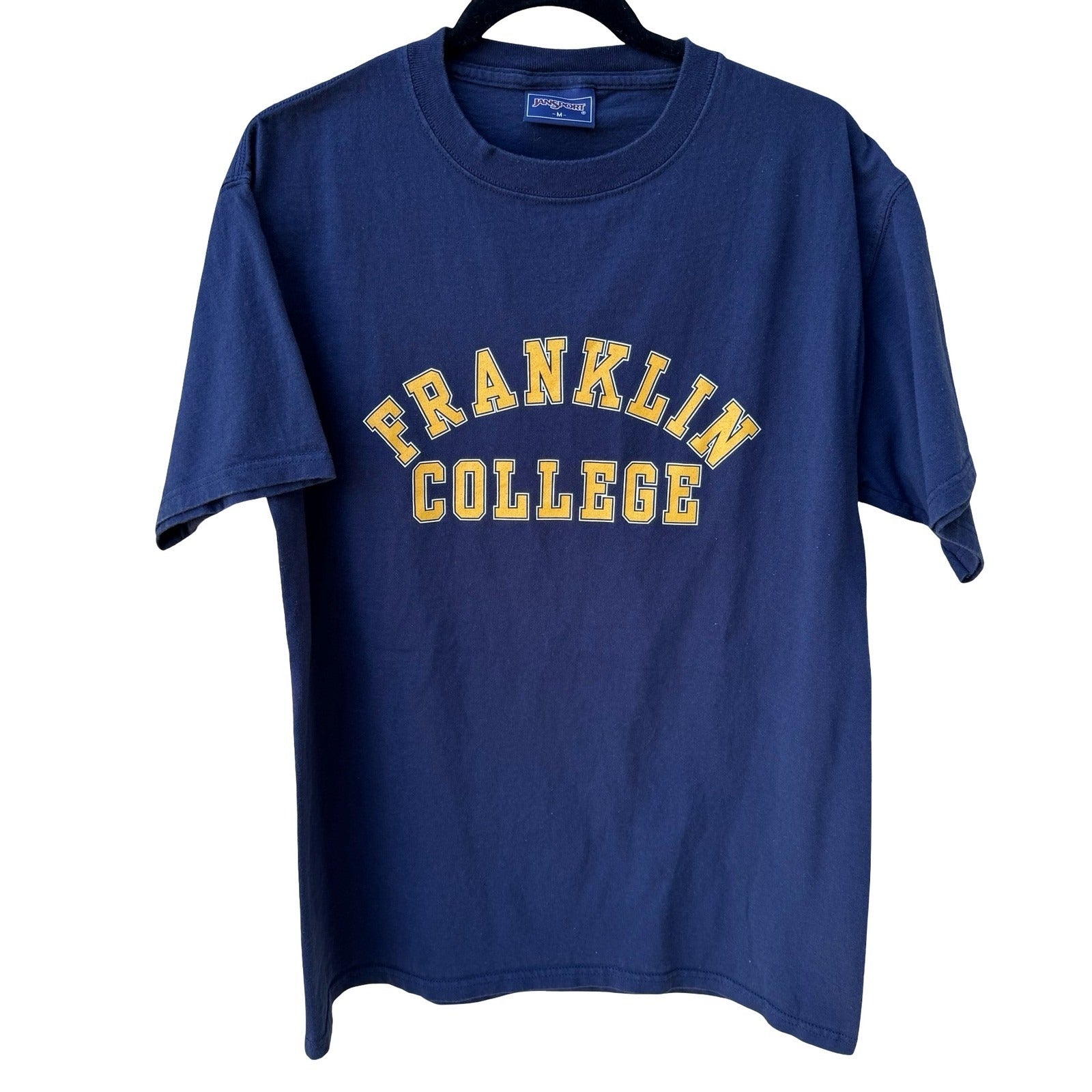 Jansport Franklin College Graphic T-Shirt Mens Medium Navy Blue Short Sleeve Tee