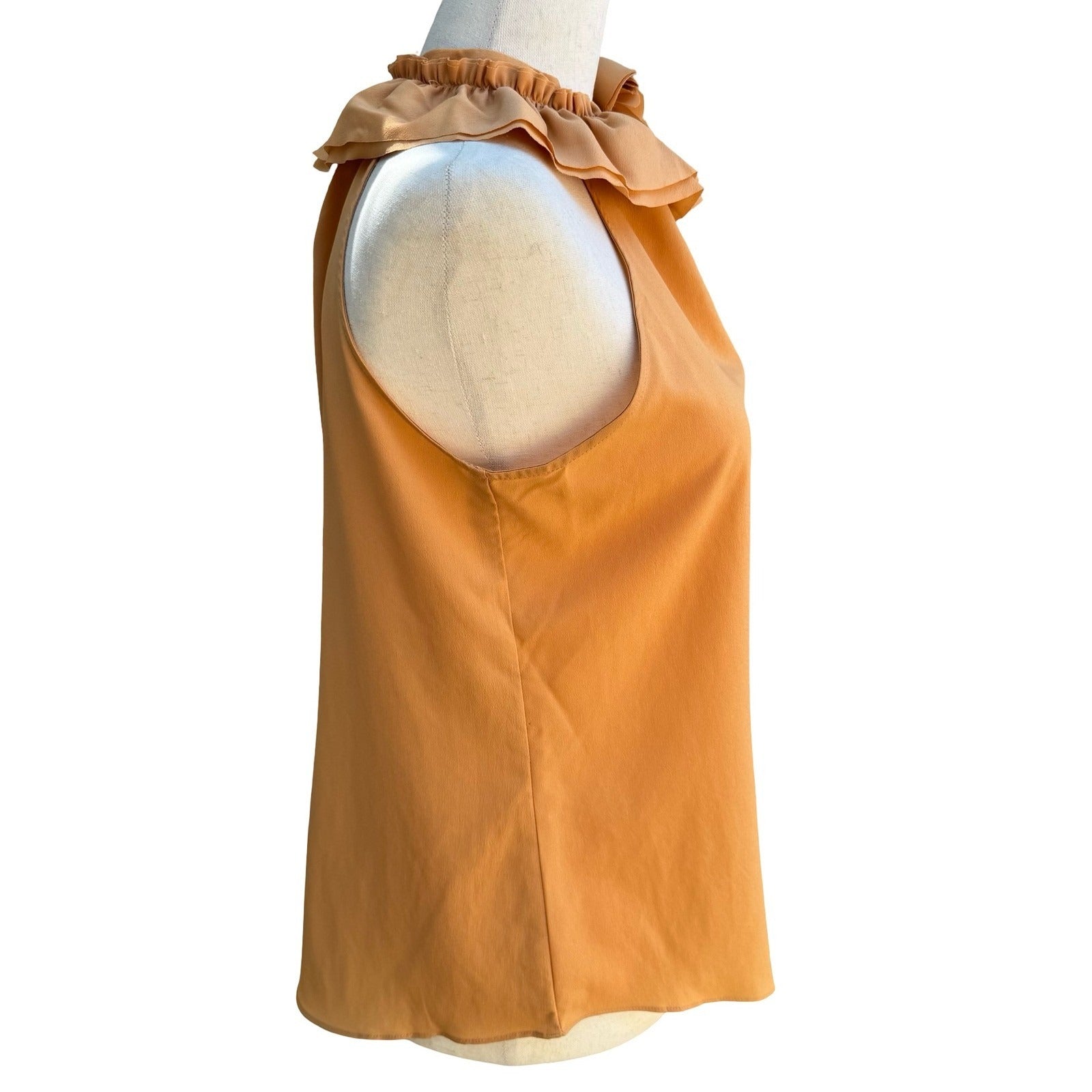 Zara Feminine Romantic Ruffle Flower Halter Blouse Sleeveless Orange Womens S